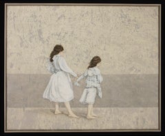 WINDSWEPT - nostalgic painting of two girls