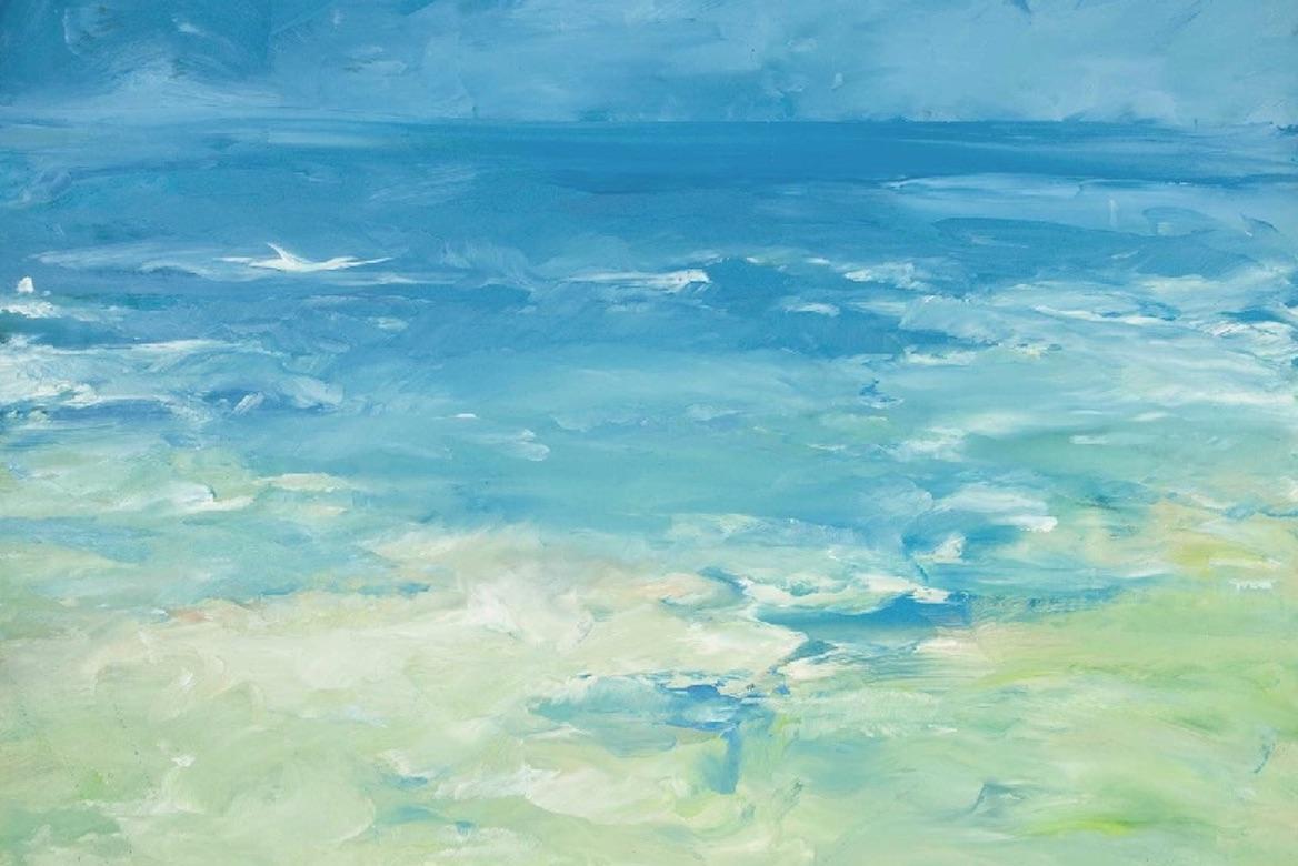 Norfolk Seascape, Oil on Box  Board by Pamela Noyes, British born in 1929. 
Initialled by the artist 

Pamela has exhibited at the Royal Academy; The Malcolm Innes Gallery, London; The Guildhall, City of London; Heffers Gallery, Cambridge; The