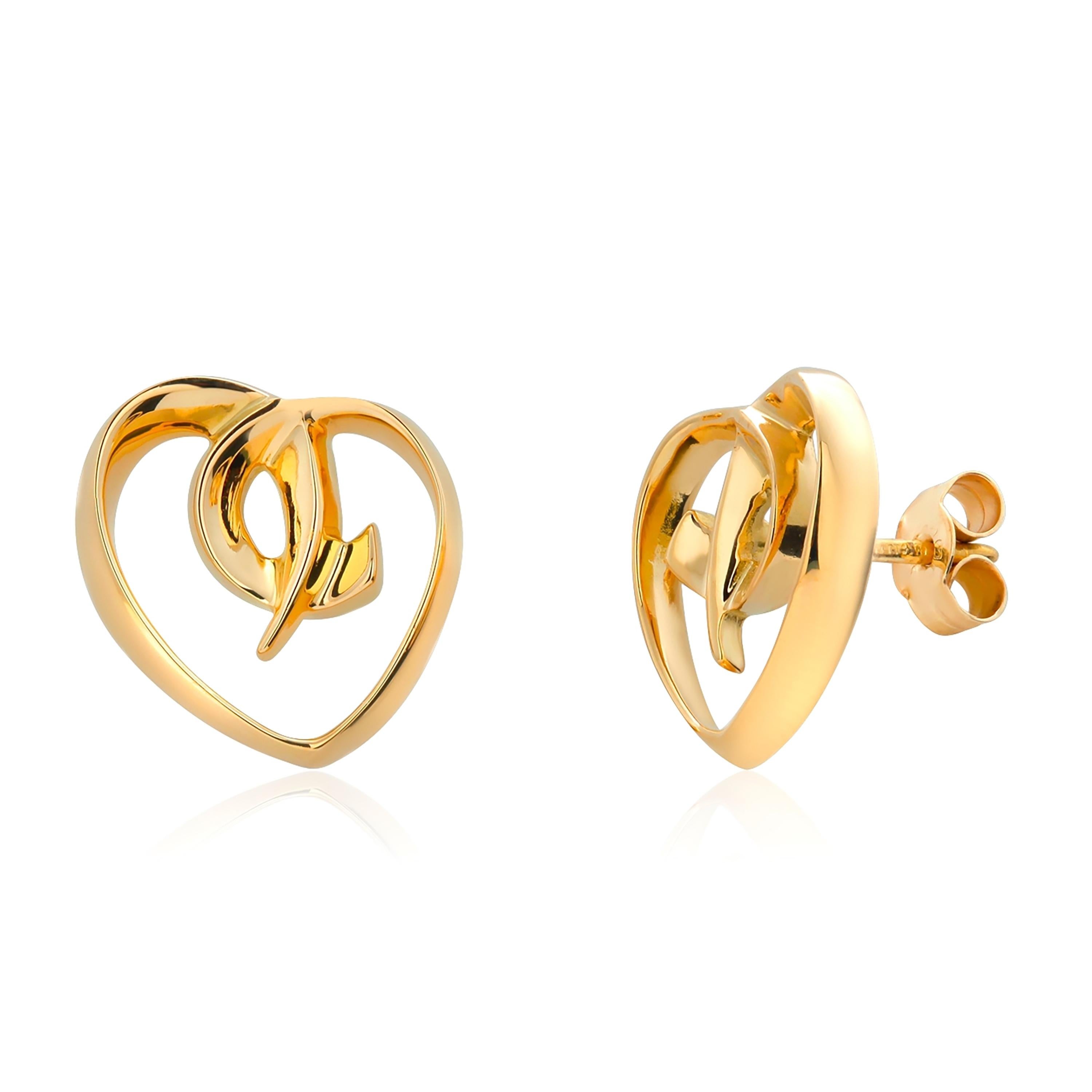 Women's or Men's Paloma Picasso For Tiffany Co Open Heart Design 18 Karat Gold 0.60 Inch Earrings For Sale