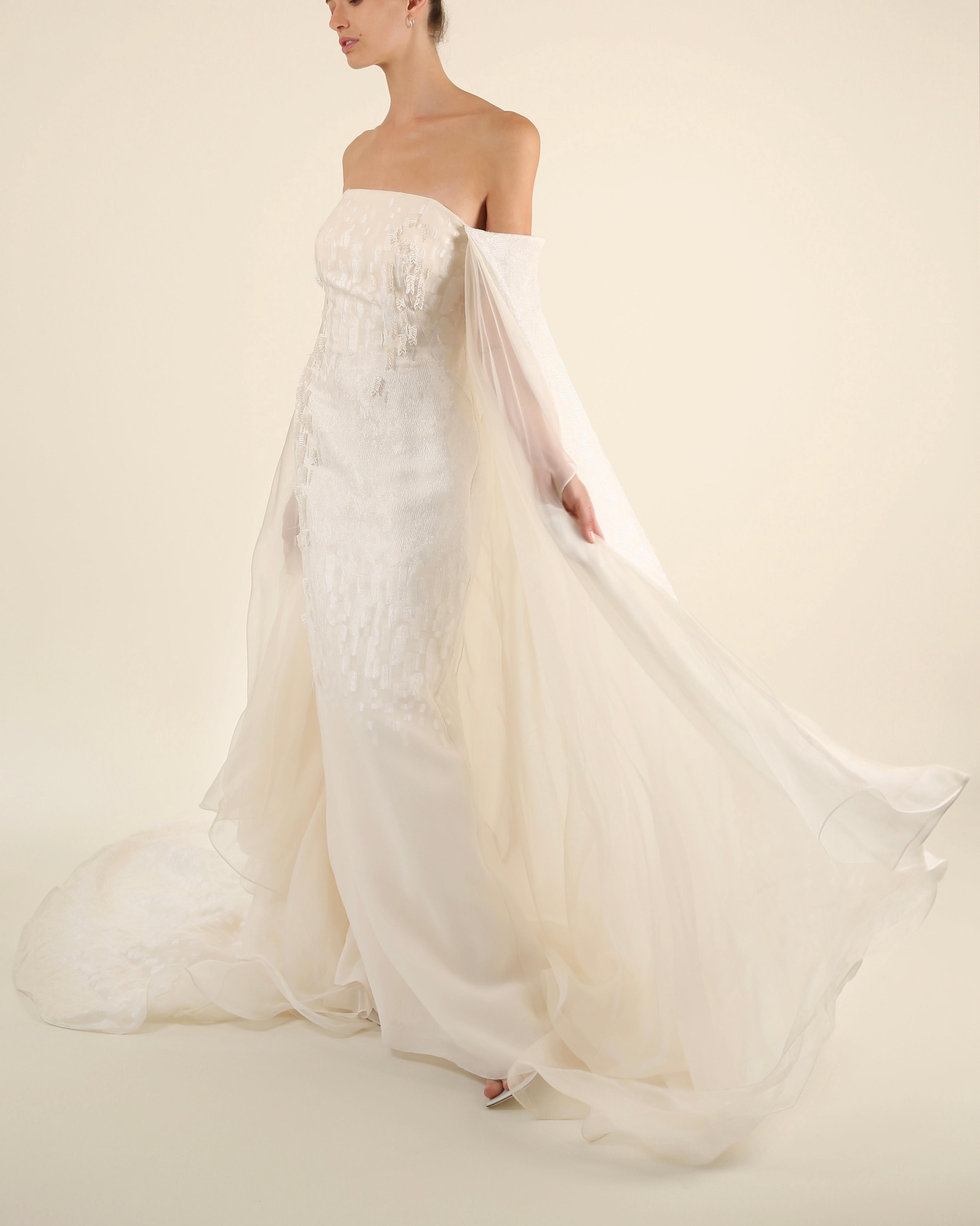 Pamella Roland 15 sin tirantes de seda marfil crema jacquard capa capas vestido 6 en venta 12