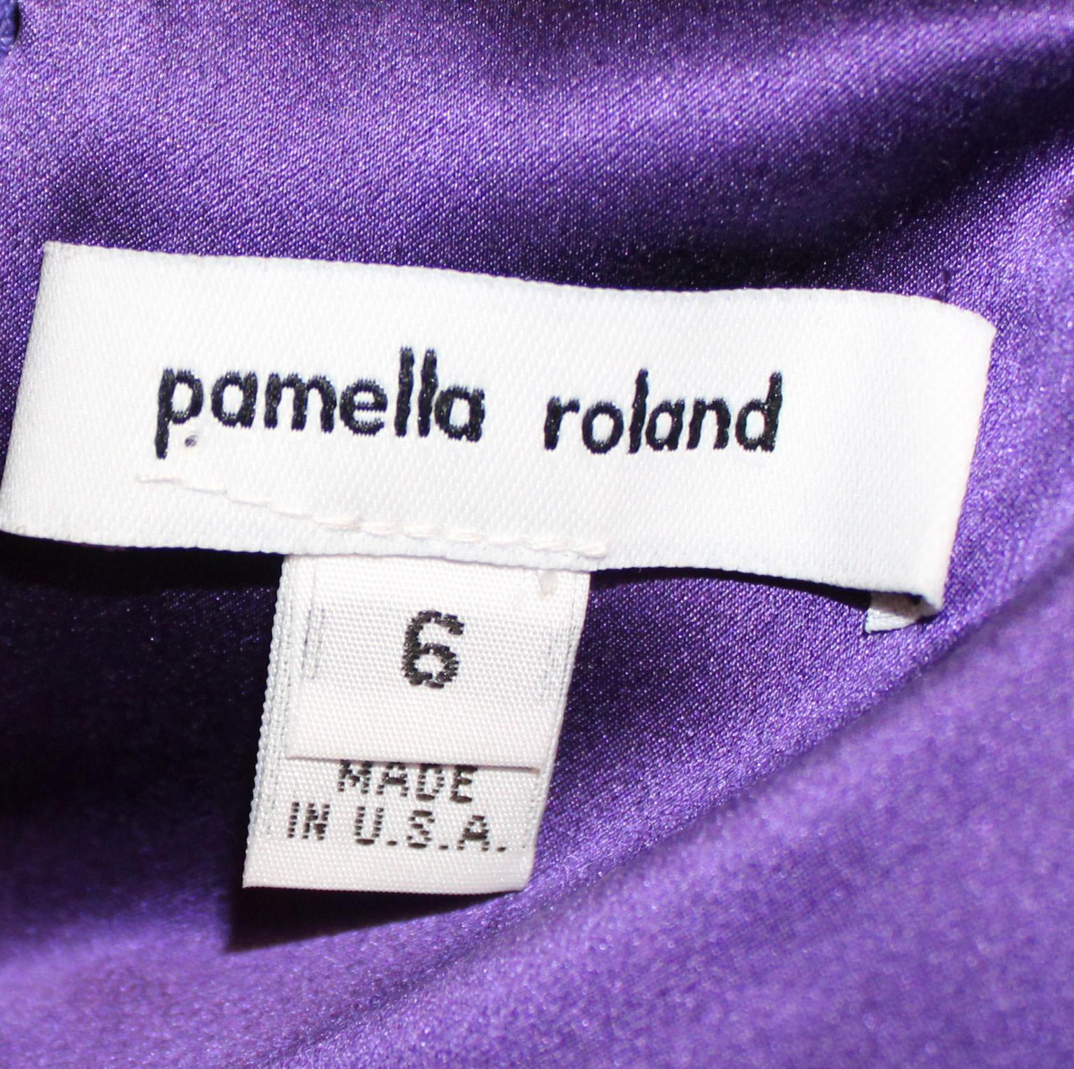 Pamela Roland Three Tier Purple Silk Strapless Gown In Excellent Condition For Sale In Palm Beach, FL