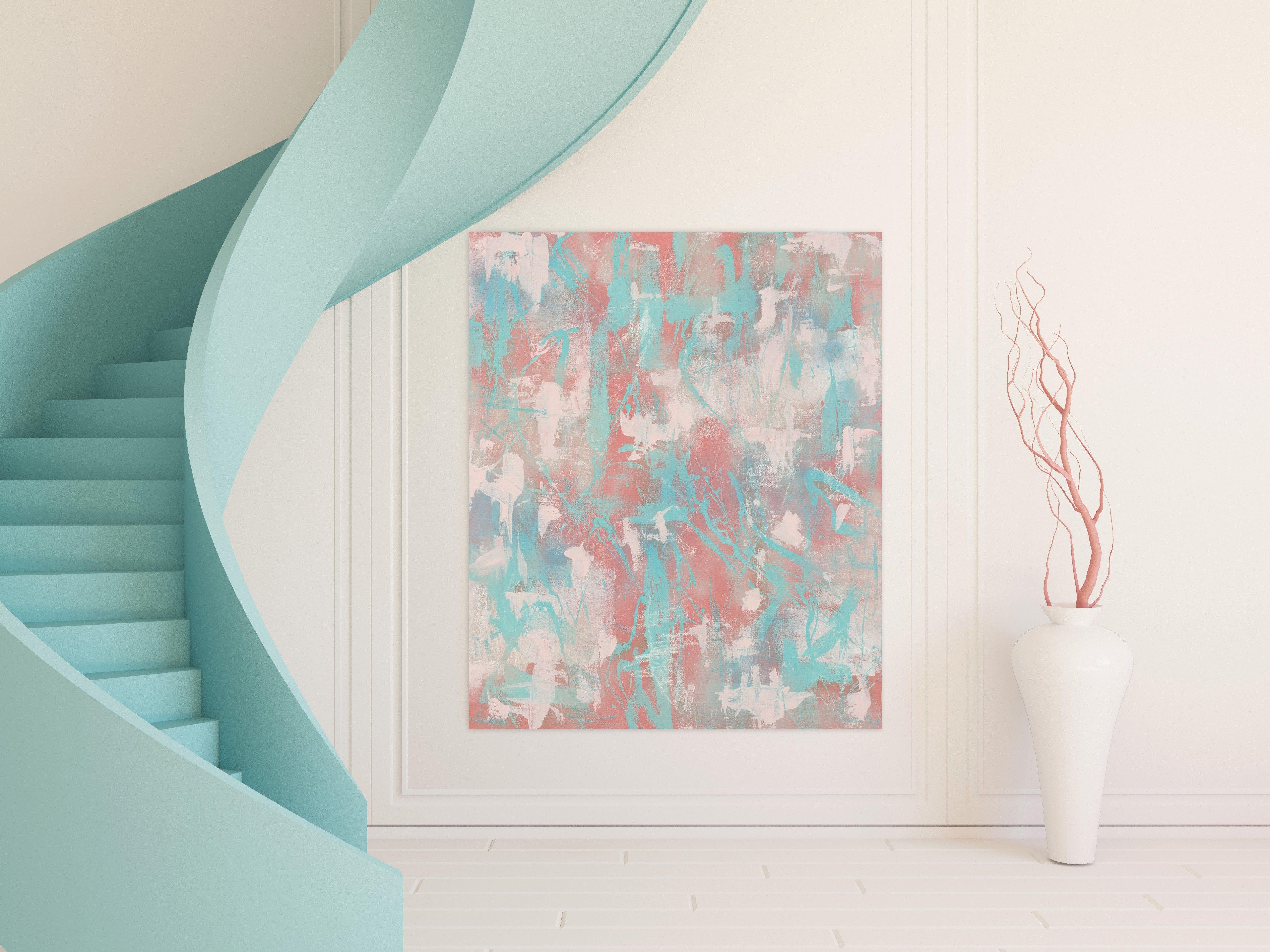 Bubble Gum 2, Pittura, Acrilico su tela - Abstract Painting Grigio di Pamela Rys