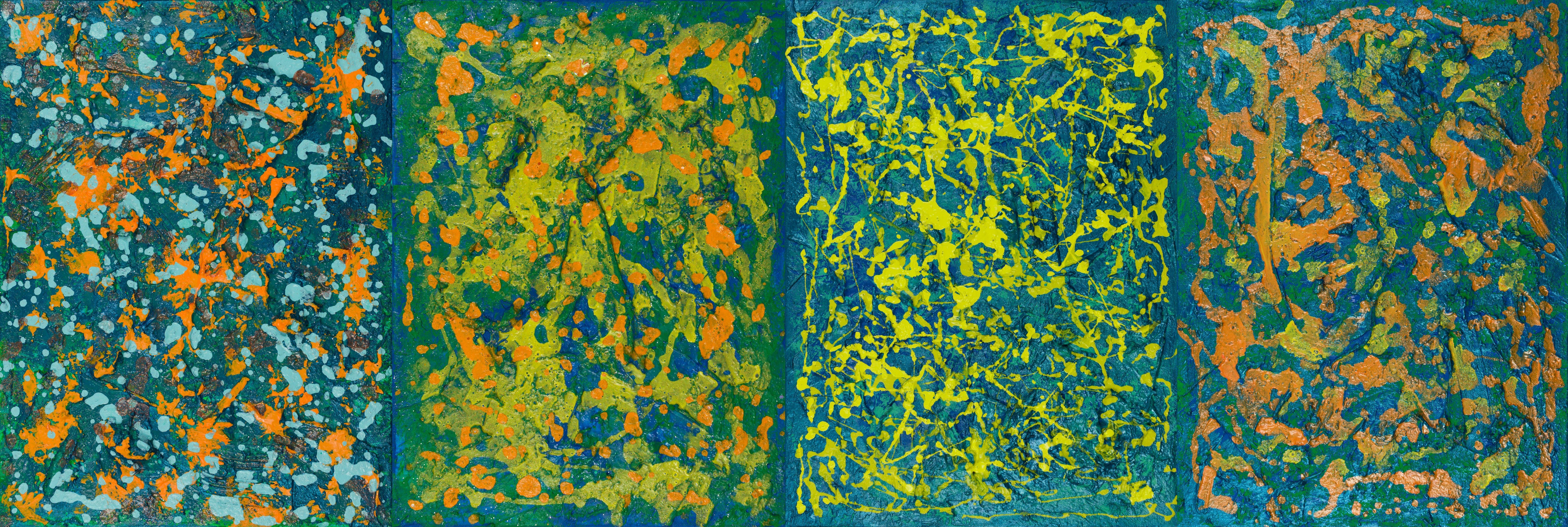 Pamela Rys Abstract Painting – Farbreisen: TETRAPTYCH, Gemälde, Acryl auf Leinwand
