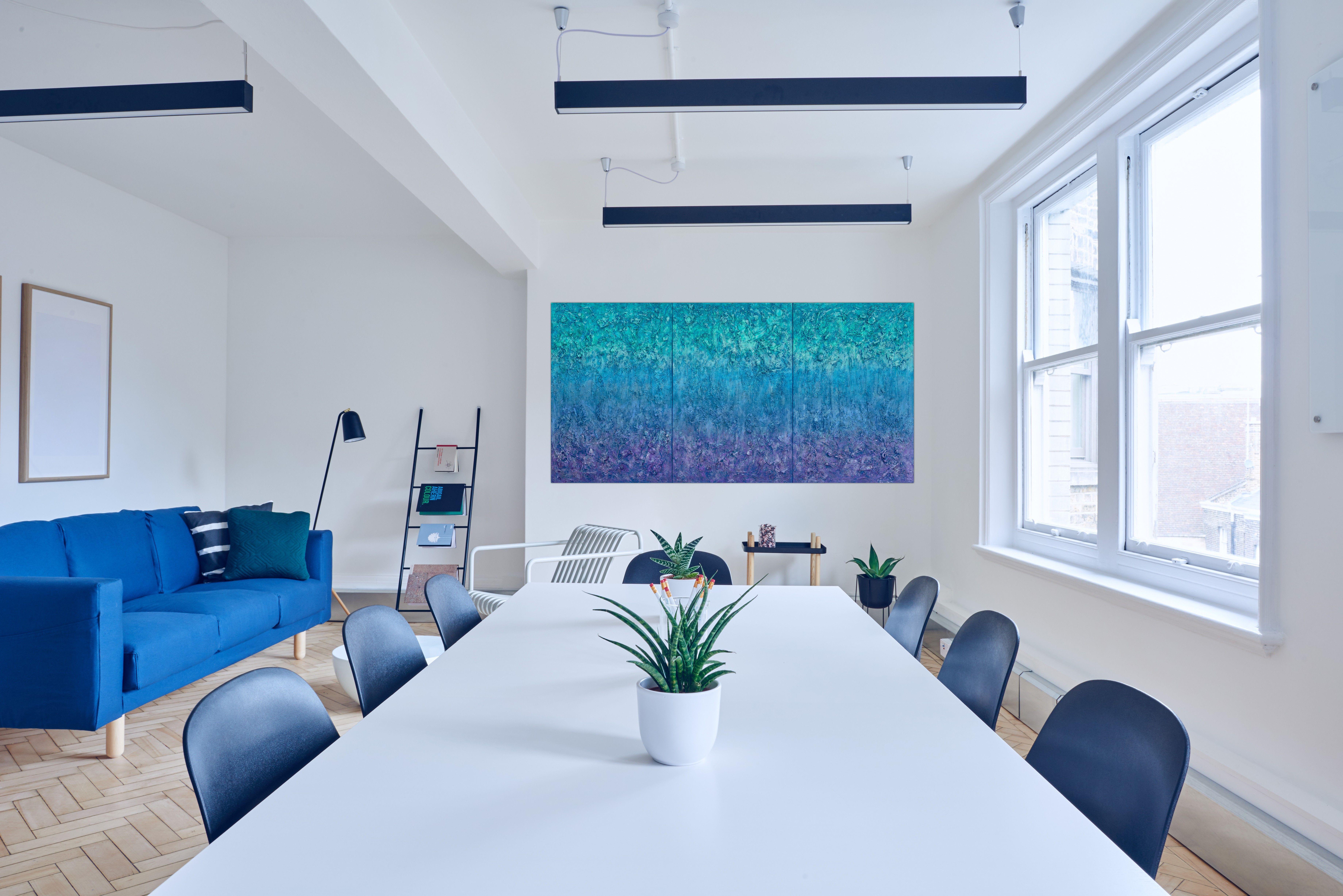 Maree galattiche, Pittura, Acrilico su tela - Abstract Painting Blu di Pamela Rys