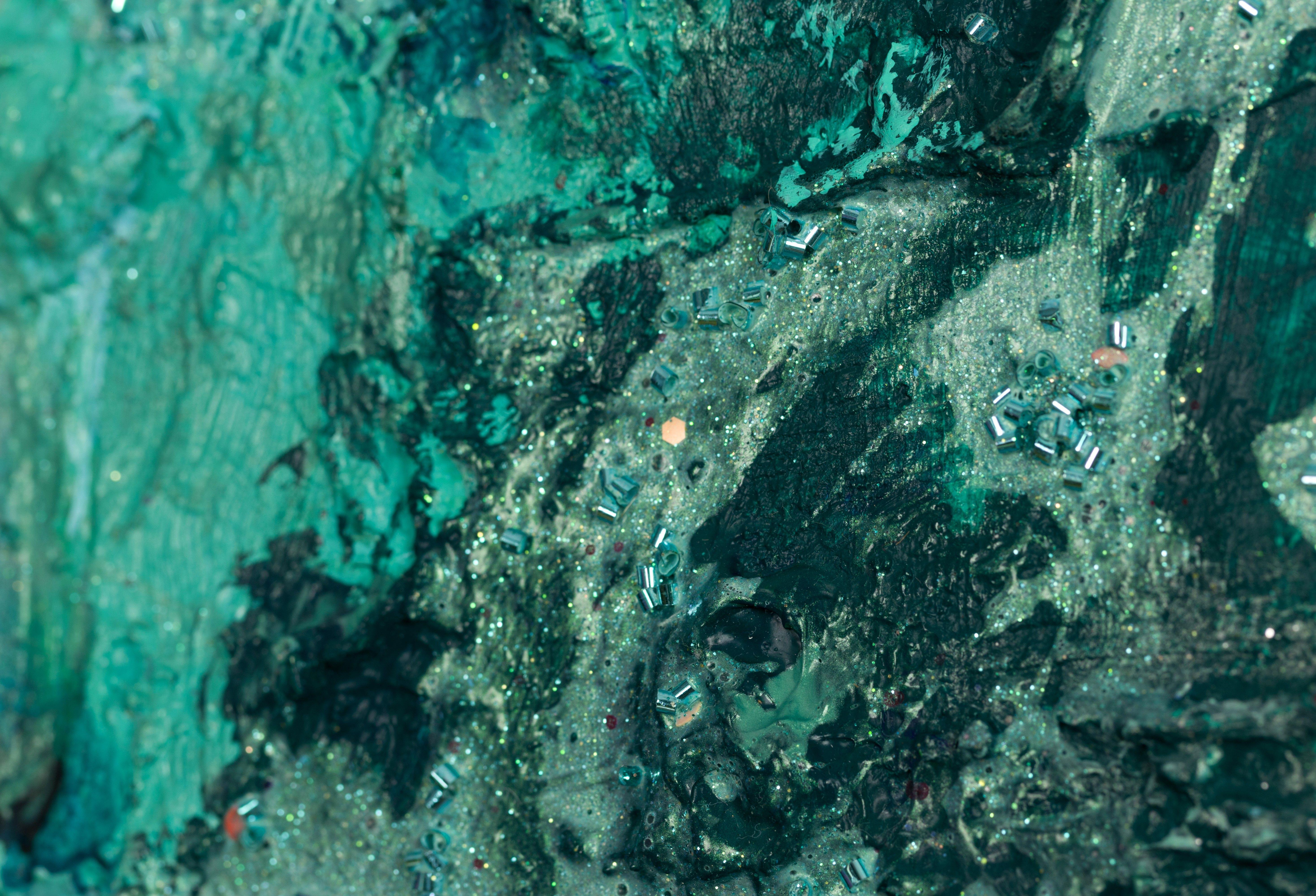 Green Supernova : FRAMED, Painting, Acrylic on Canvas For Sale 2