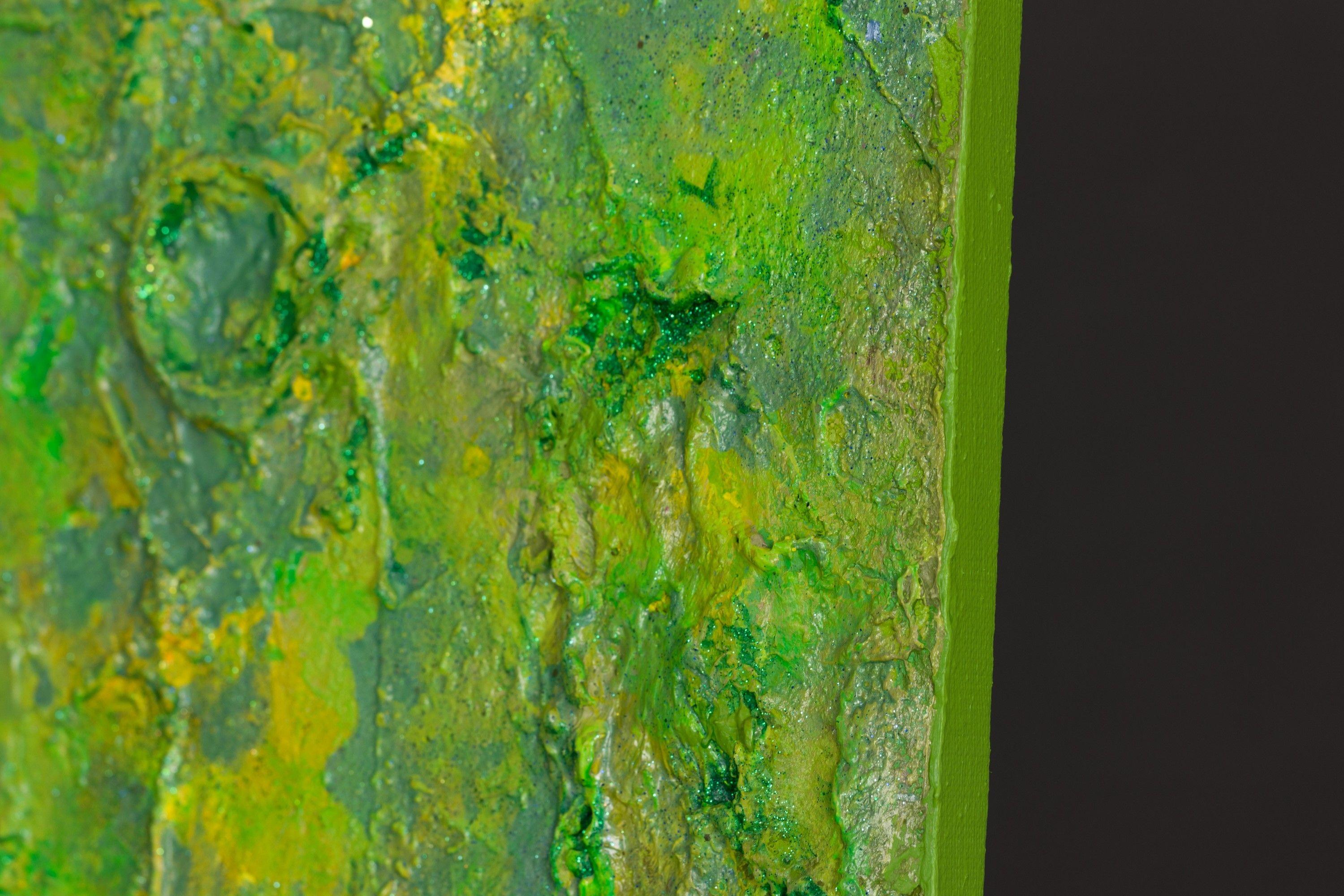 Esencia interior, Pintura, Acrílico sobre lienzo - Abstract Painting Verde de Pamela Rys