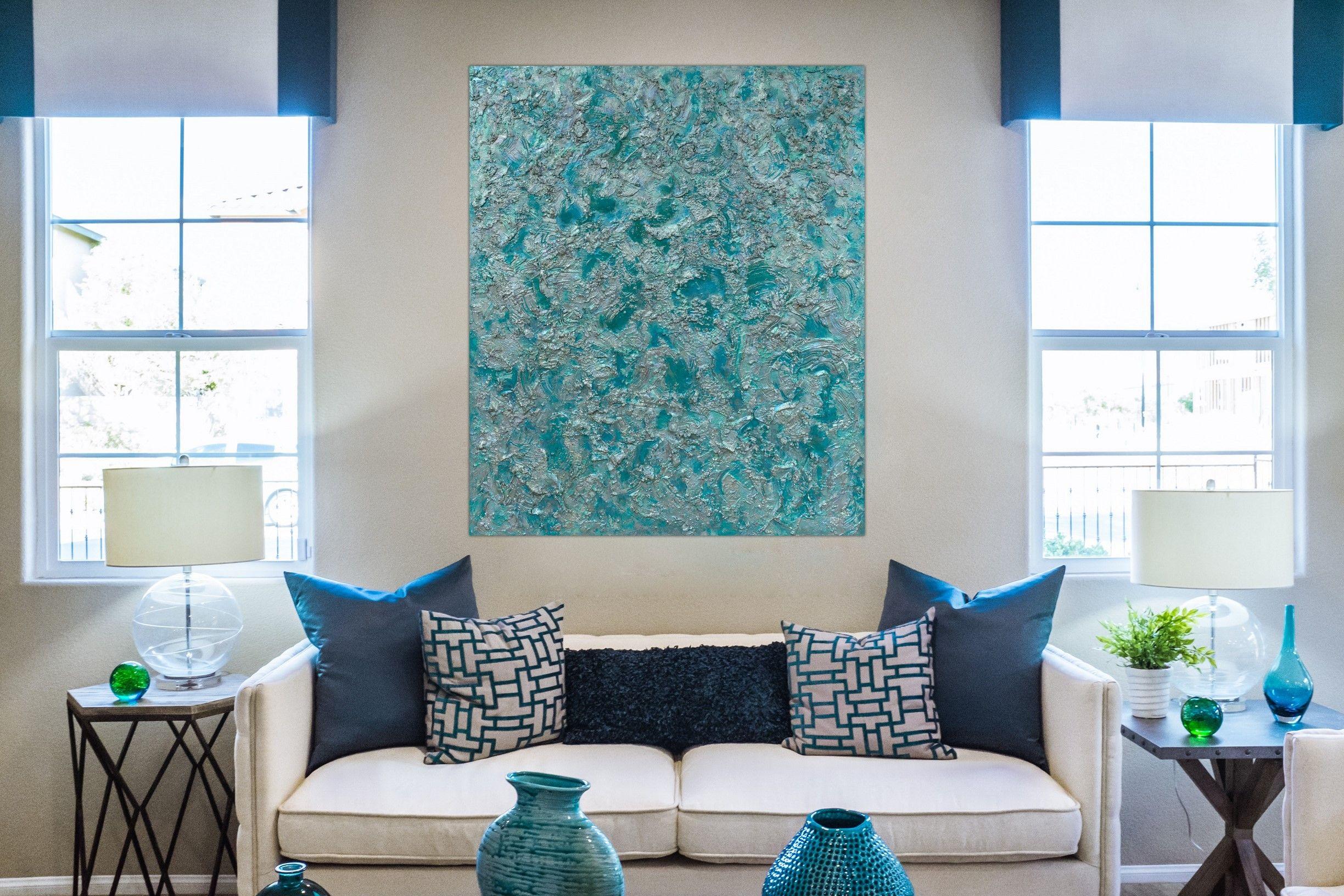 Giove, Pittura, Olio su tela - Abstract Painting Blu di Pamela Rys
