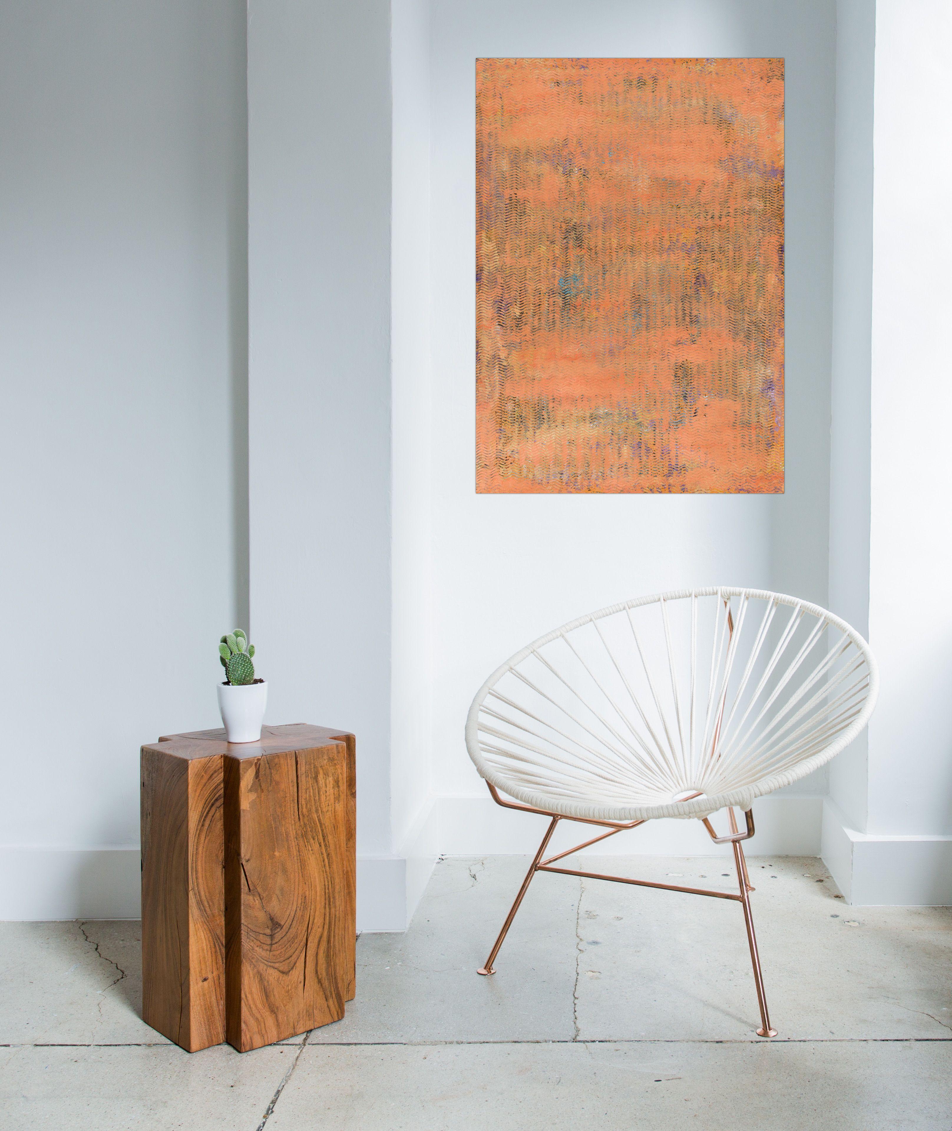 Sobre las olas, Pintura, Acrílico sobre papel - Abstract Painting Naranja de Pamela Rys