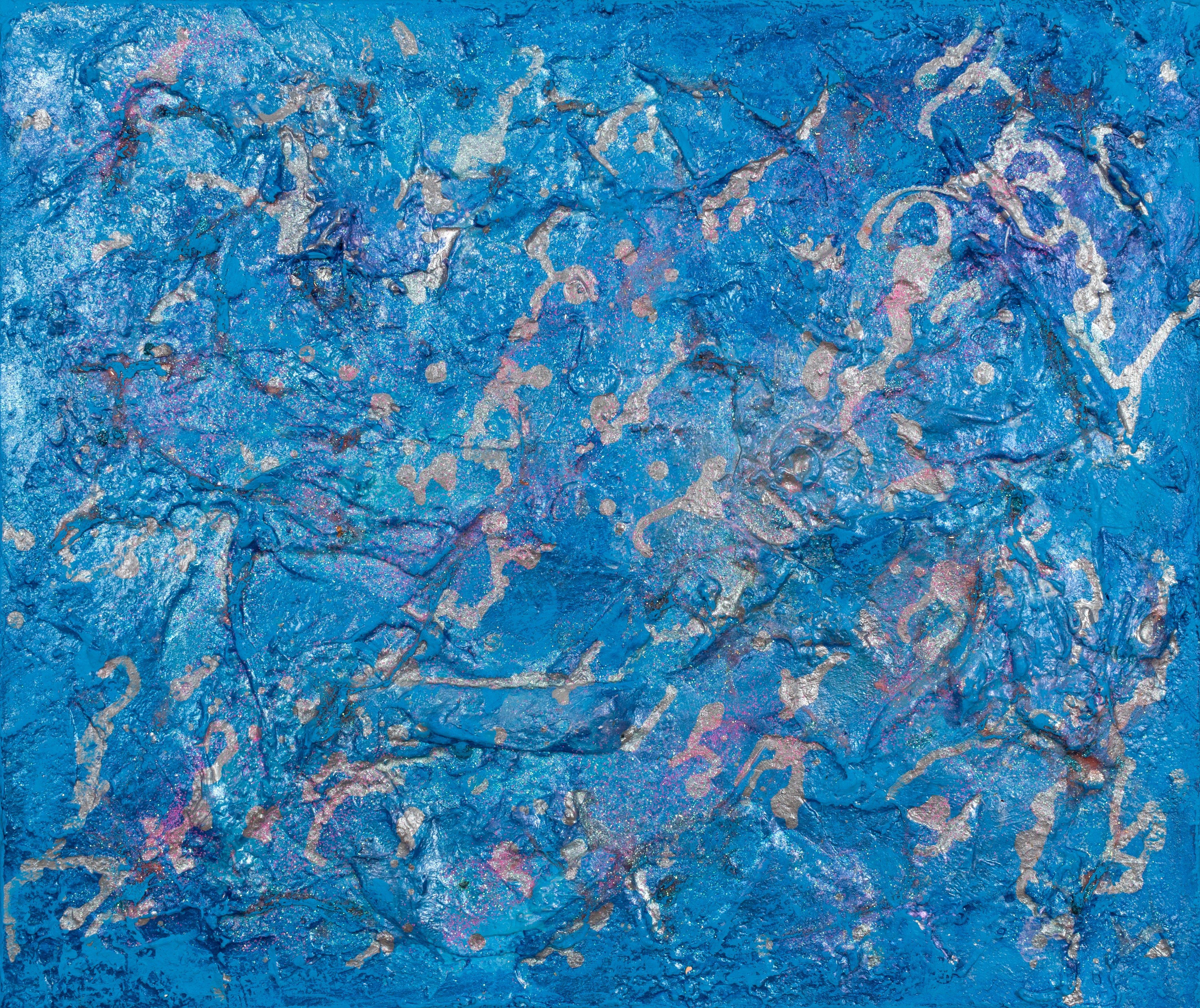 Pamela Rys Abstract Painting - Blue Supernova : FRAMED, Painting, Acrylic on Canvas