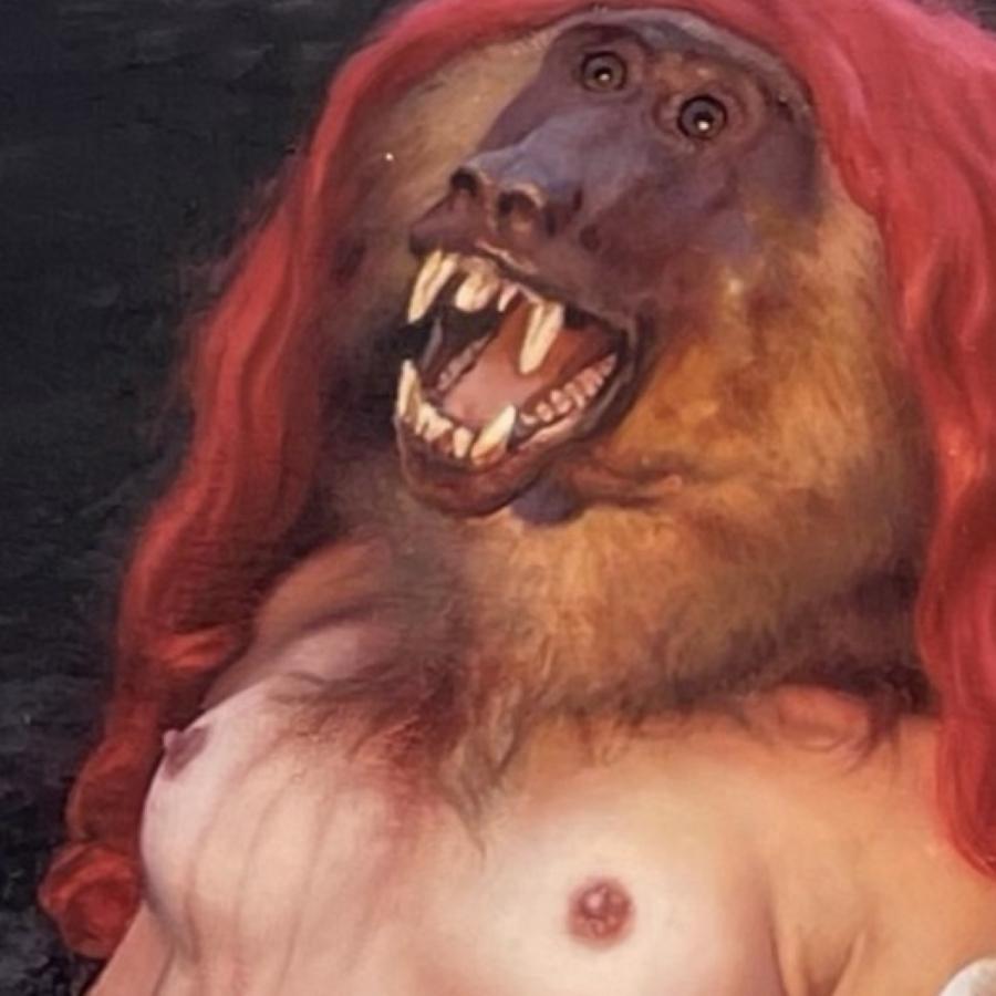 „Metempsychosis: Ginger Snapped“, Ölgemälde (Schwarz), Nude Painting, von Pamela Wilson