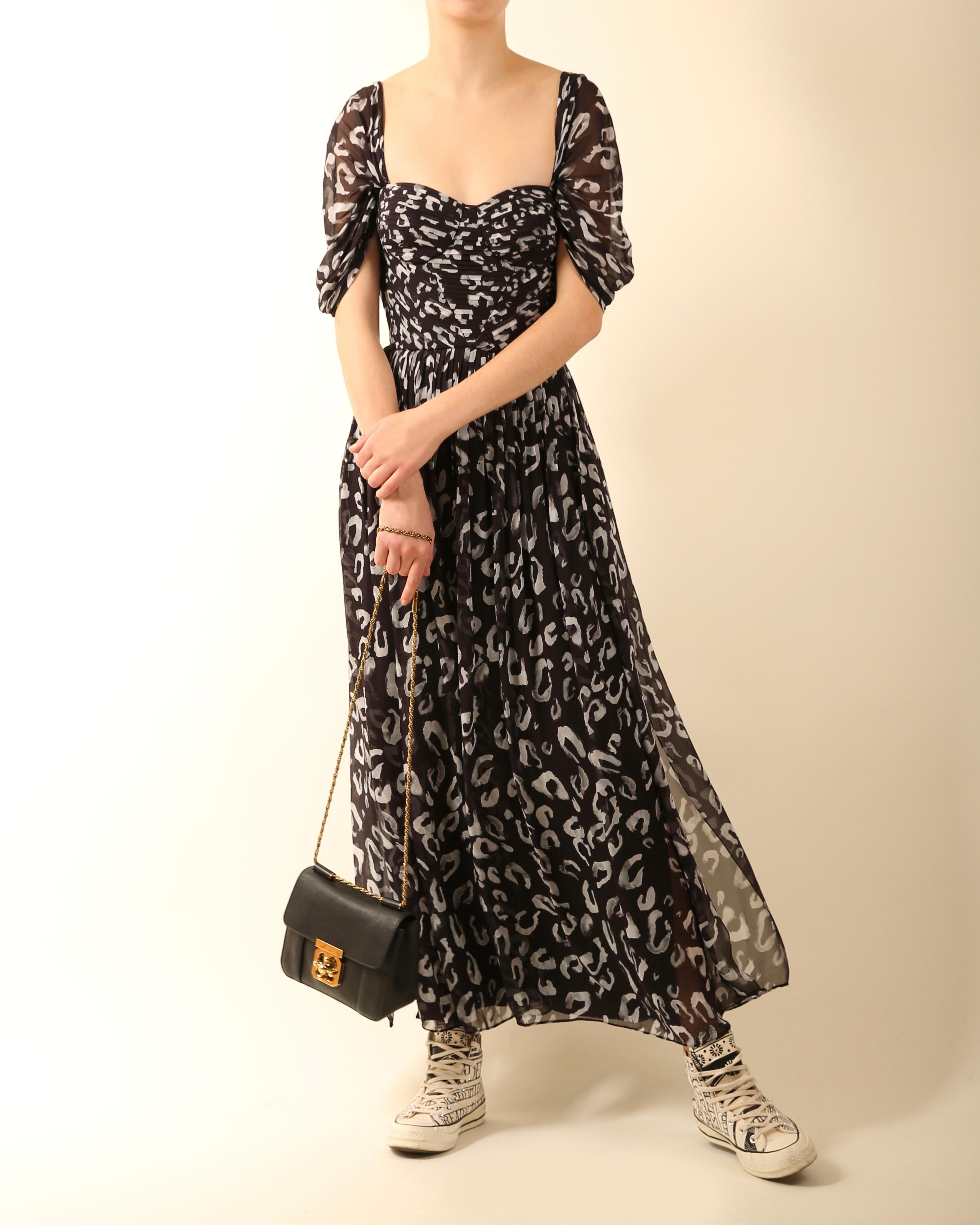 De las mujeres Pamella Roland maxi vestido corsé de seda plisada con estampado blanco negro XS en venta