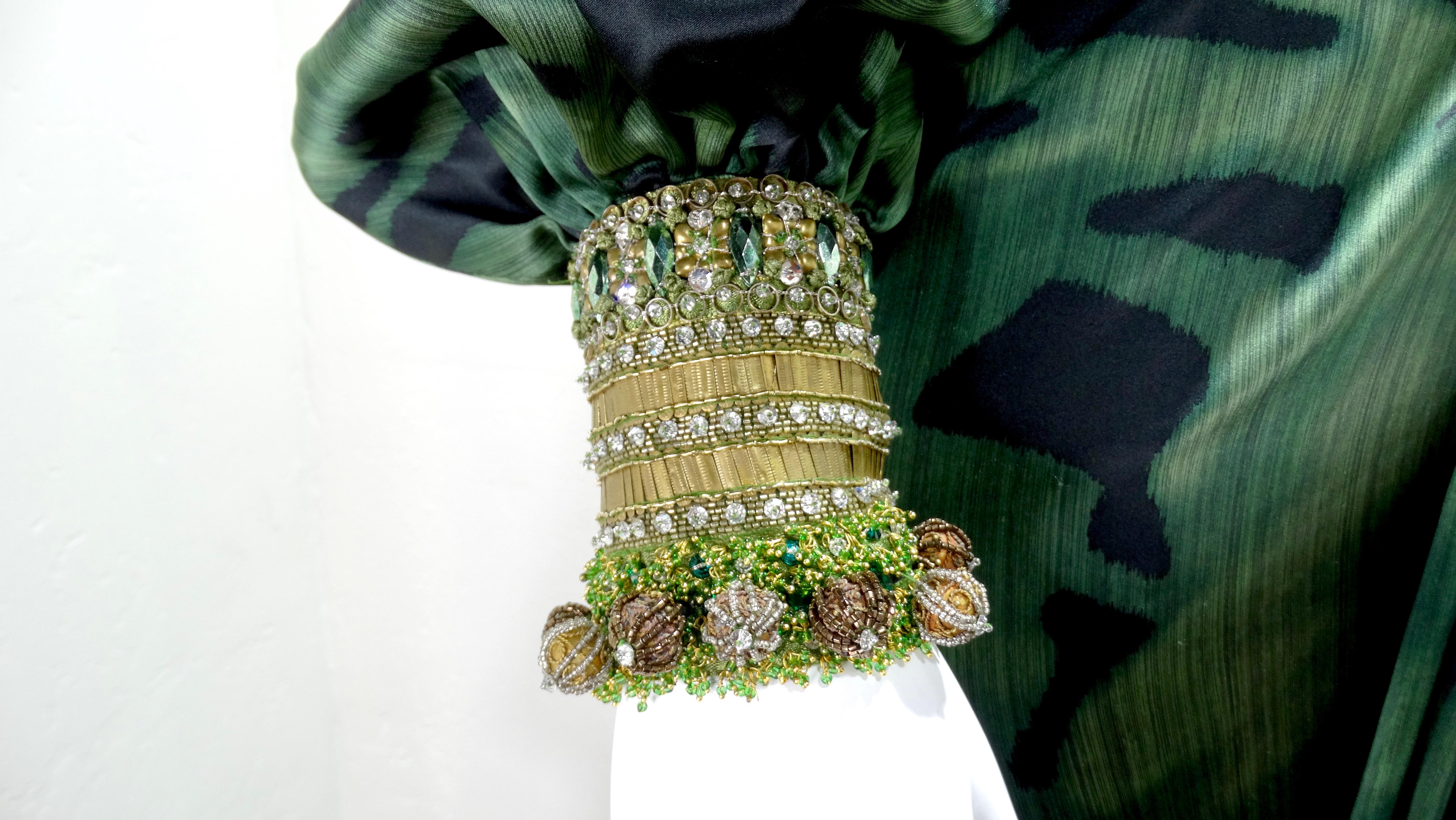 Pamella Roland Abendkleid mit Perlen und Smaragd im Angebot 2
