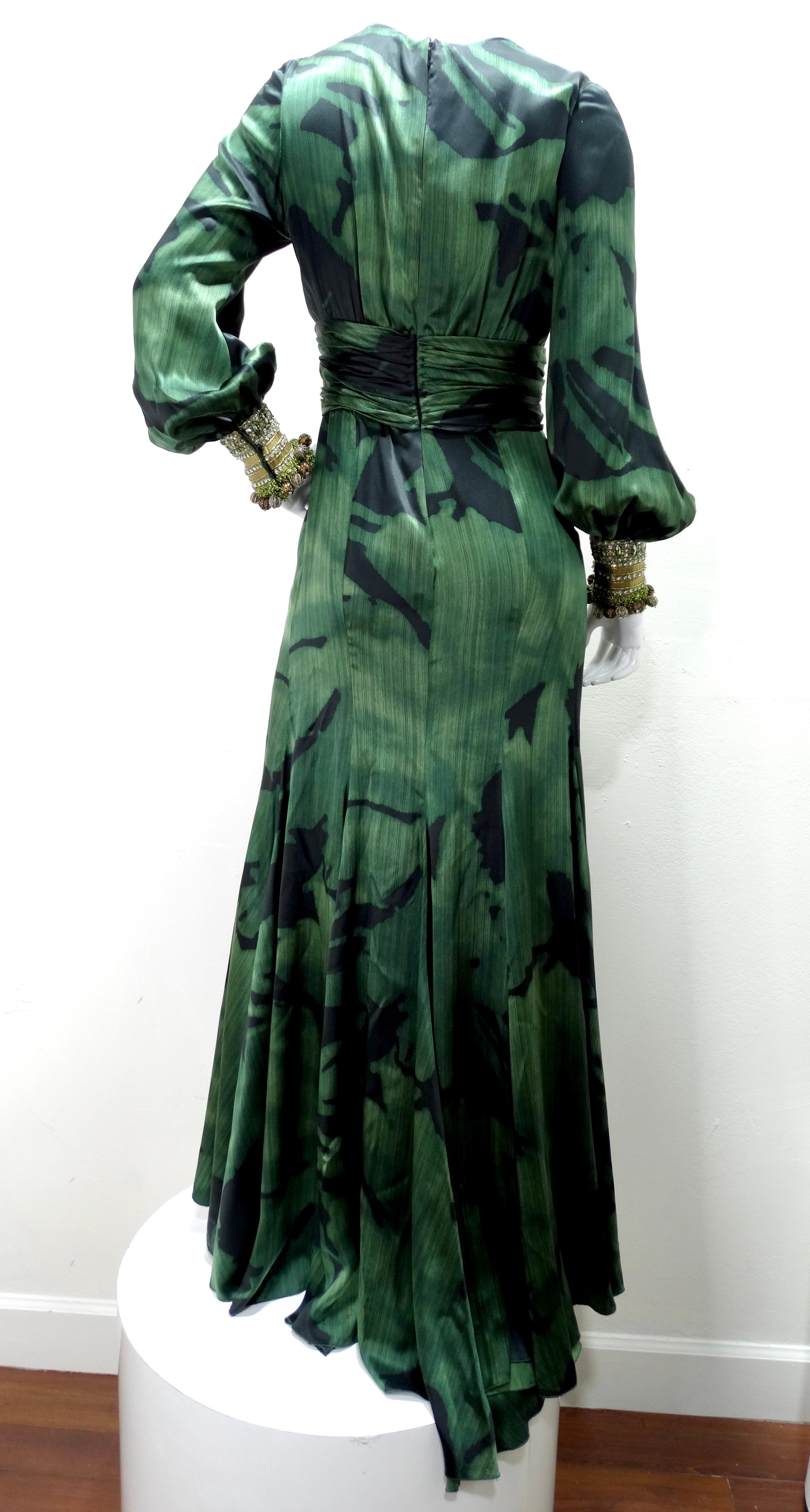 Pamella Roland Breaded Emerald Evening Gown For Sale 3