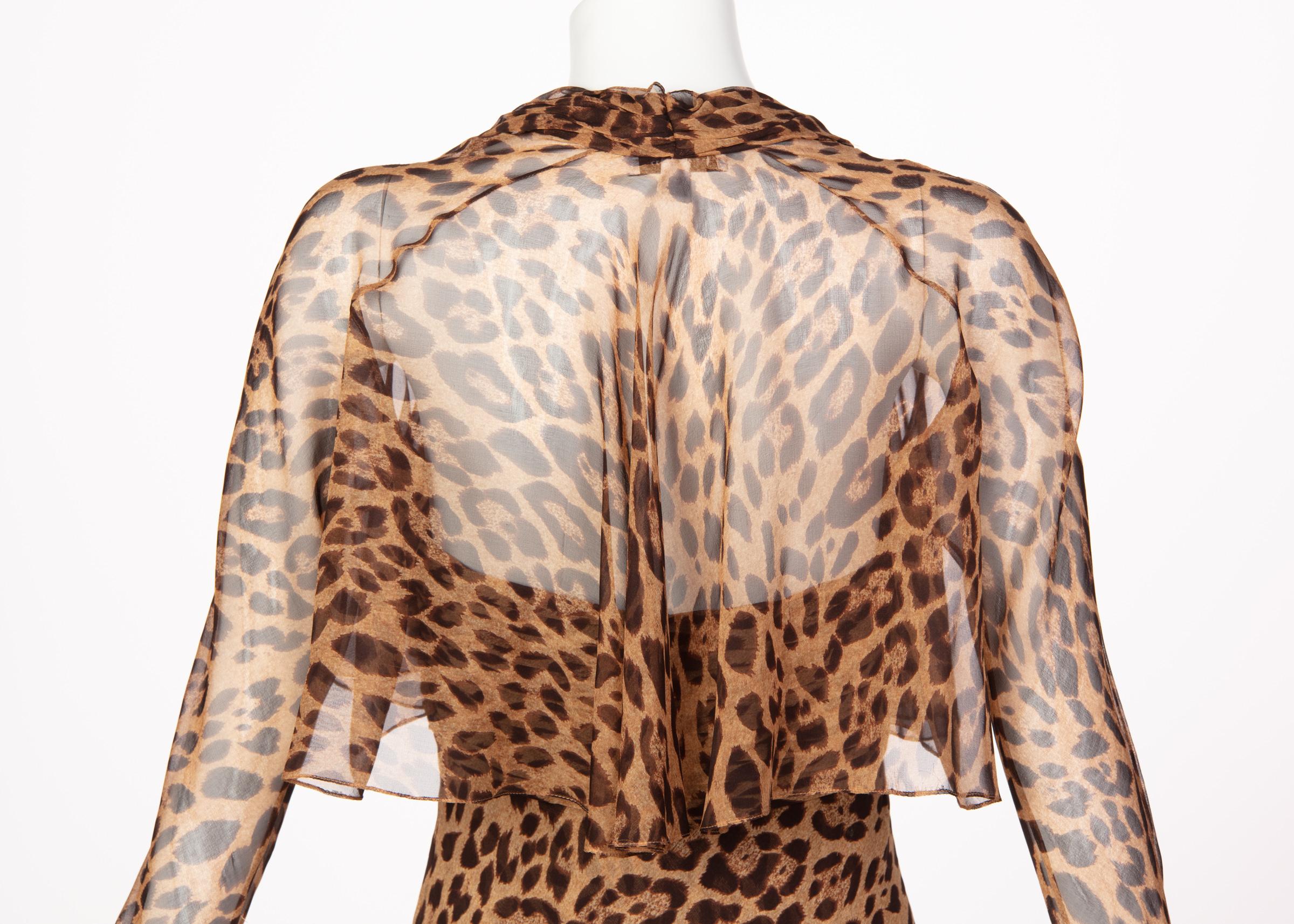 Pamella Roland Vestido de noche sin tirantes y chaqueta de seda con estampado de leopardo en venta 4