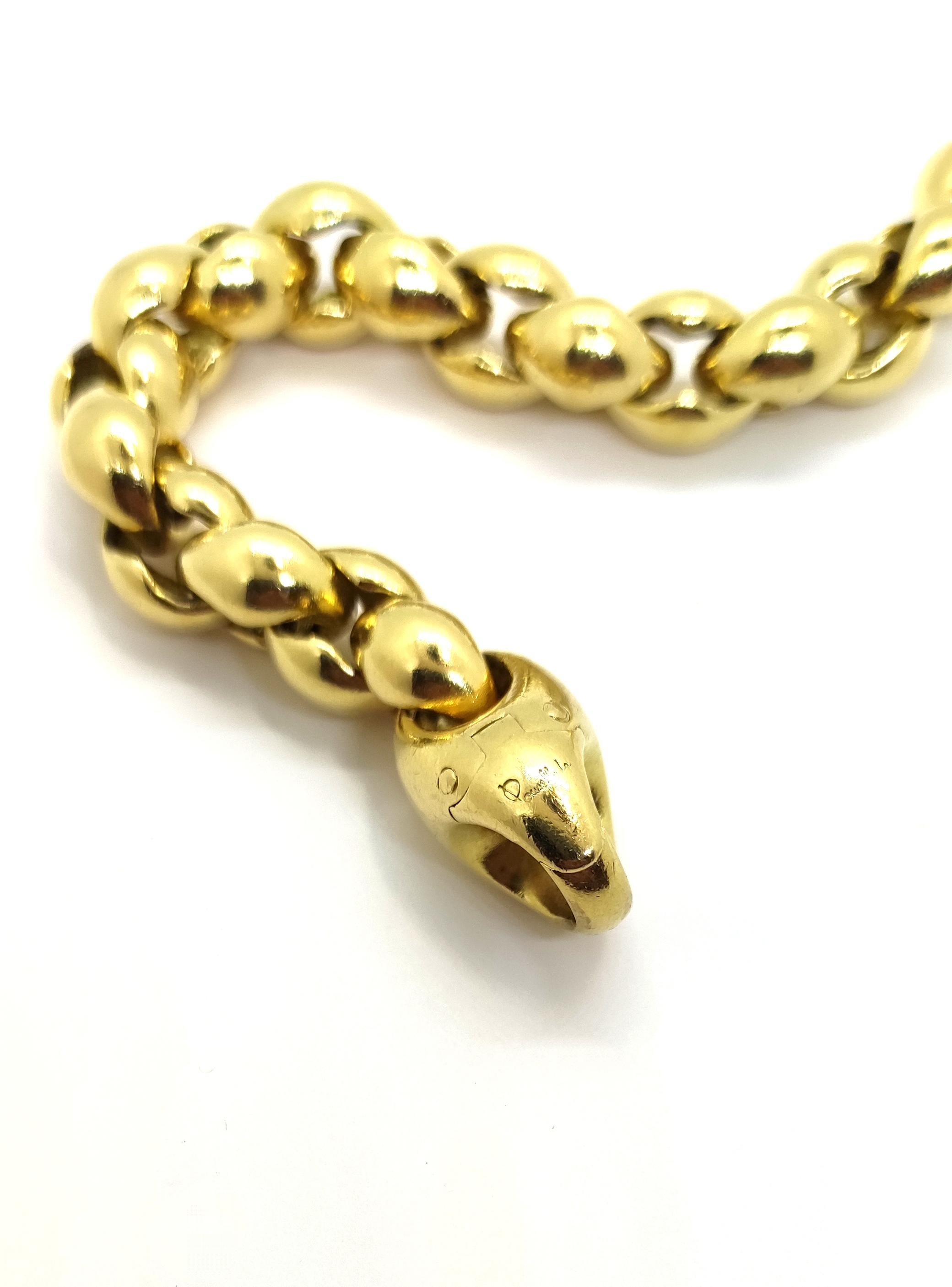 Women's or Men's Pamellato Vintage Bold Chain Gourmette Bracelet 18 Karat Yellow Gold