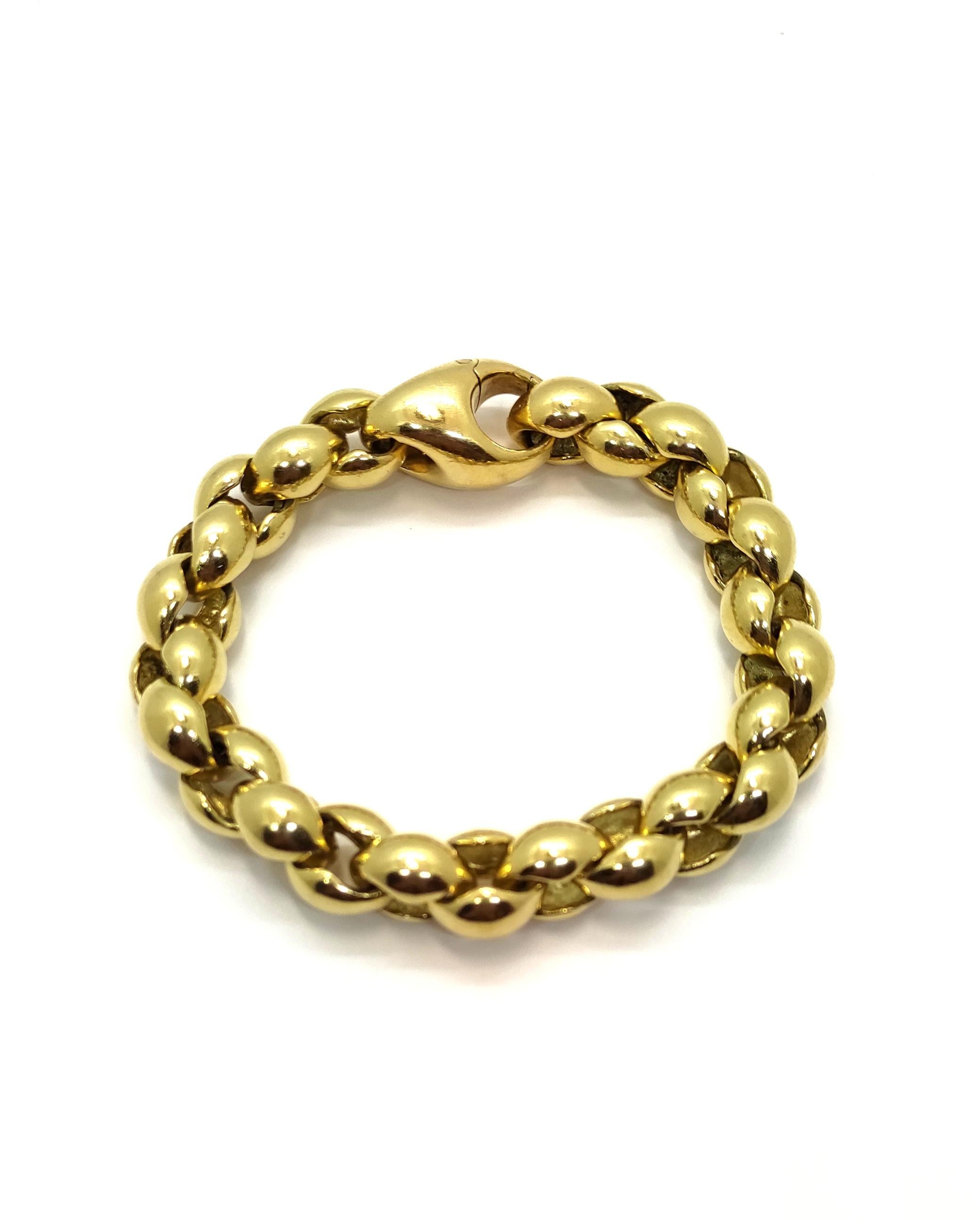 Pamellato Vintage Bold Chain Gourmette Bracelet 18 Karat Yellow Gold 3