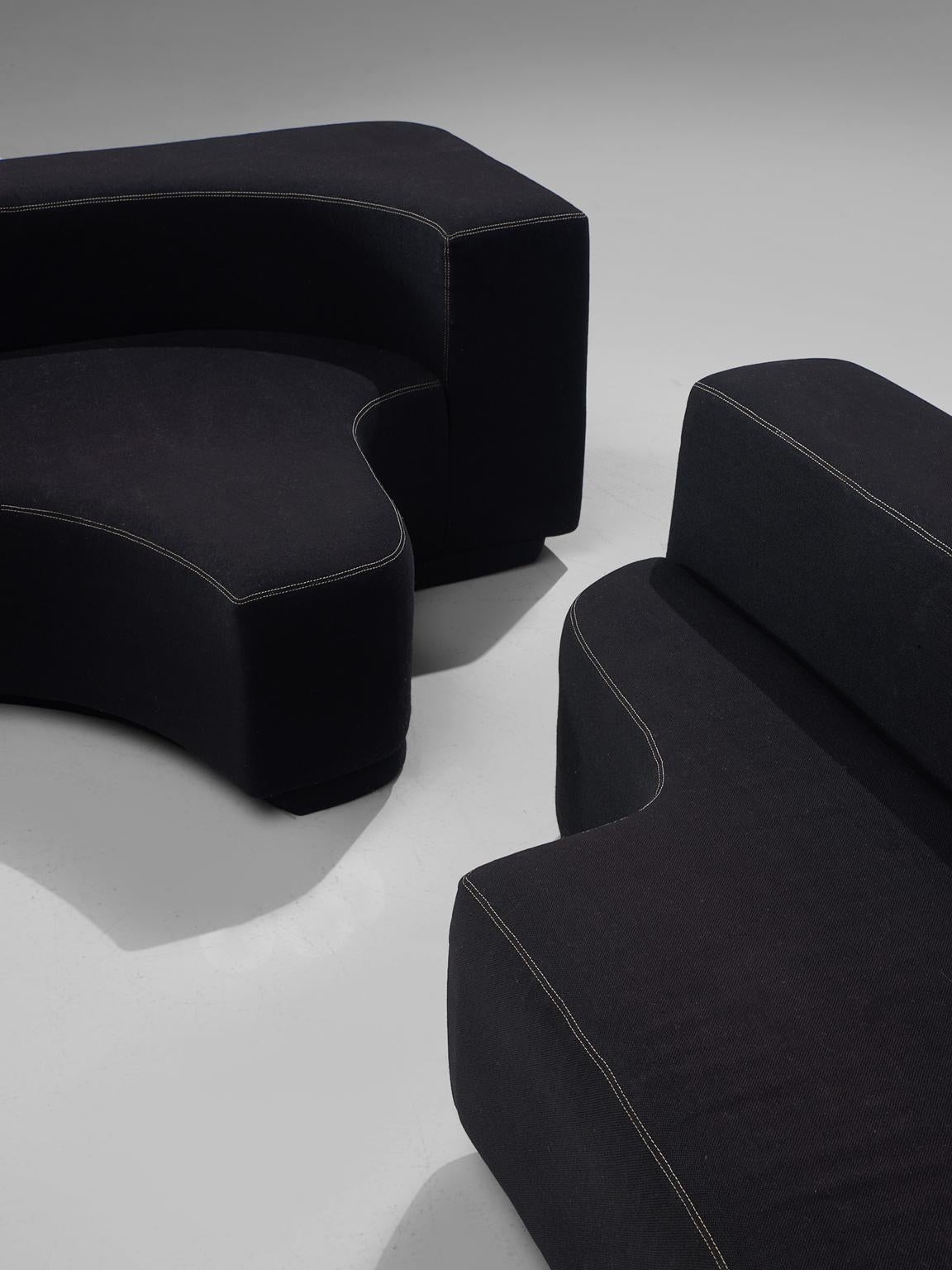 Pamio, Massari and Toso Black Modular 'Lara' Sofa In Good Condition In Waalwijk, NL