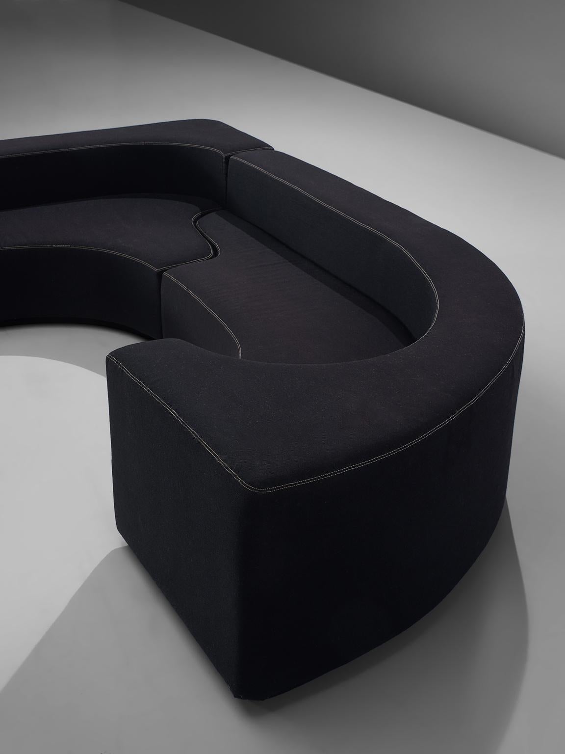 Mid-20th Century Pamio, Massari and Toso Black Modular 'Lara' Sofa