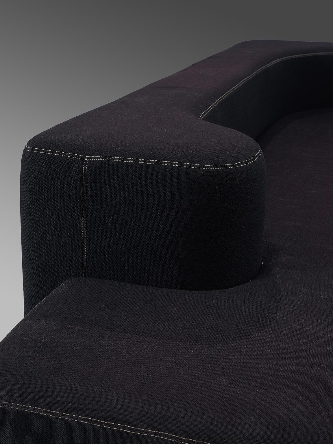Fabric Pamio, Massari and Toso Black Modular 'Lara' Sofa