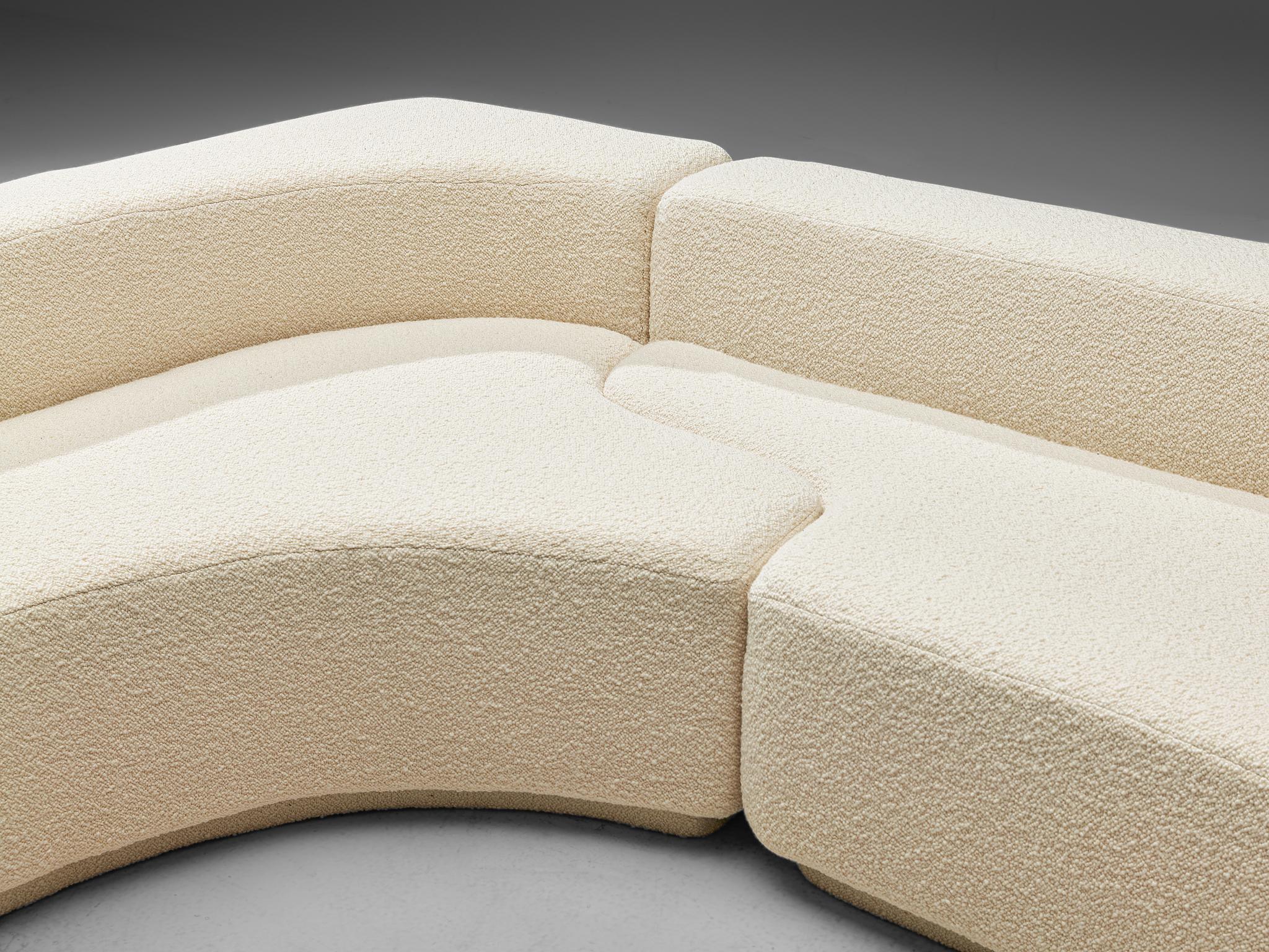 Mid-Century Modern Pamio, Massari & Toso ‘Lara’ Sectional Sofa in Off-White Bouclé