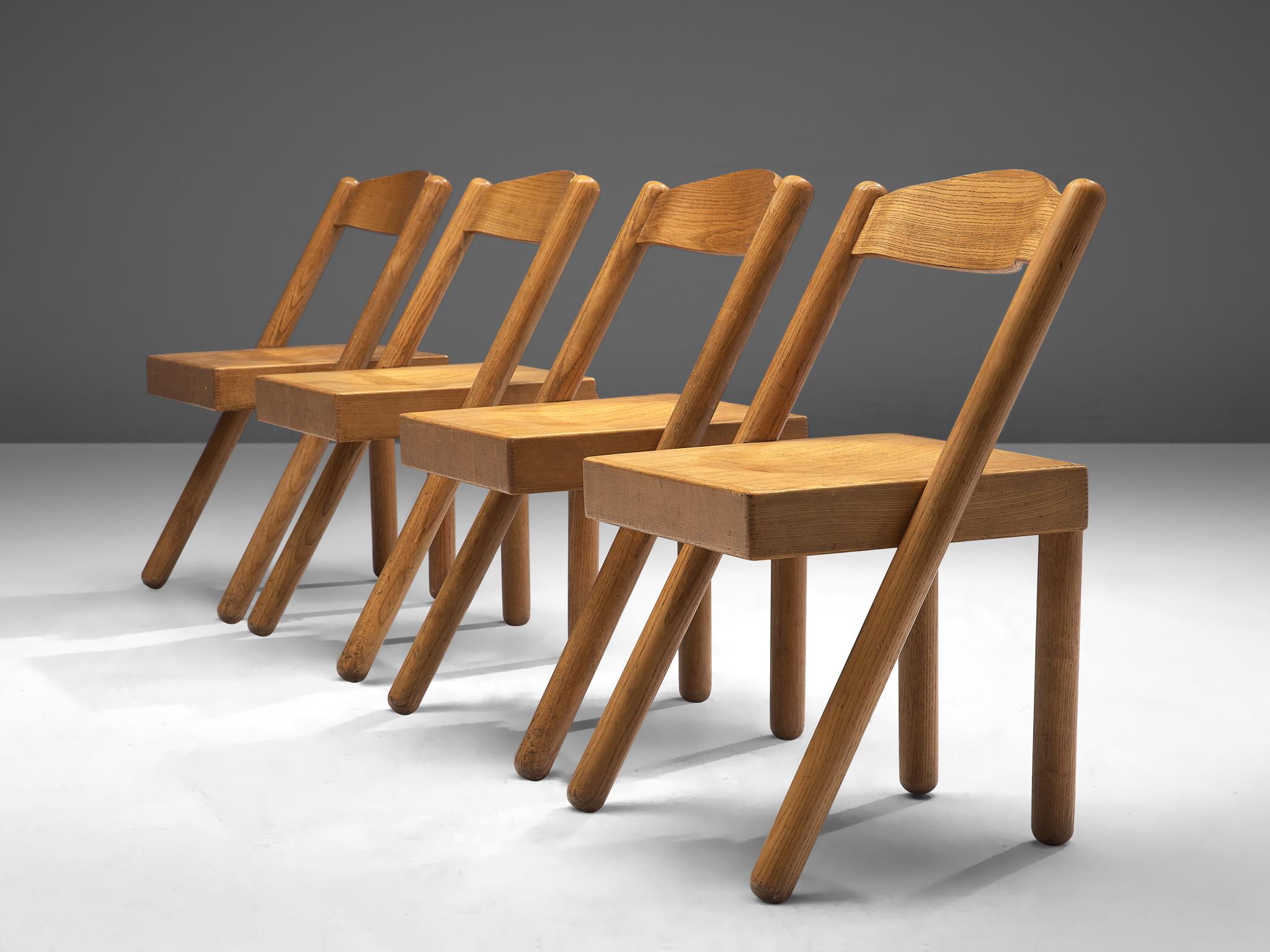 Italian Pamio & Toso French Set of Four Chairs in Ash