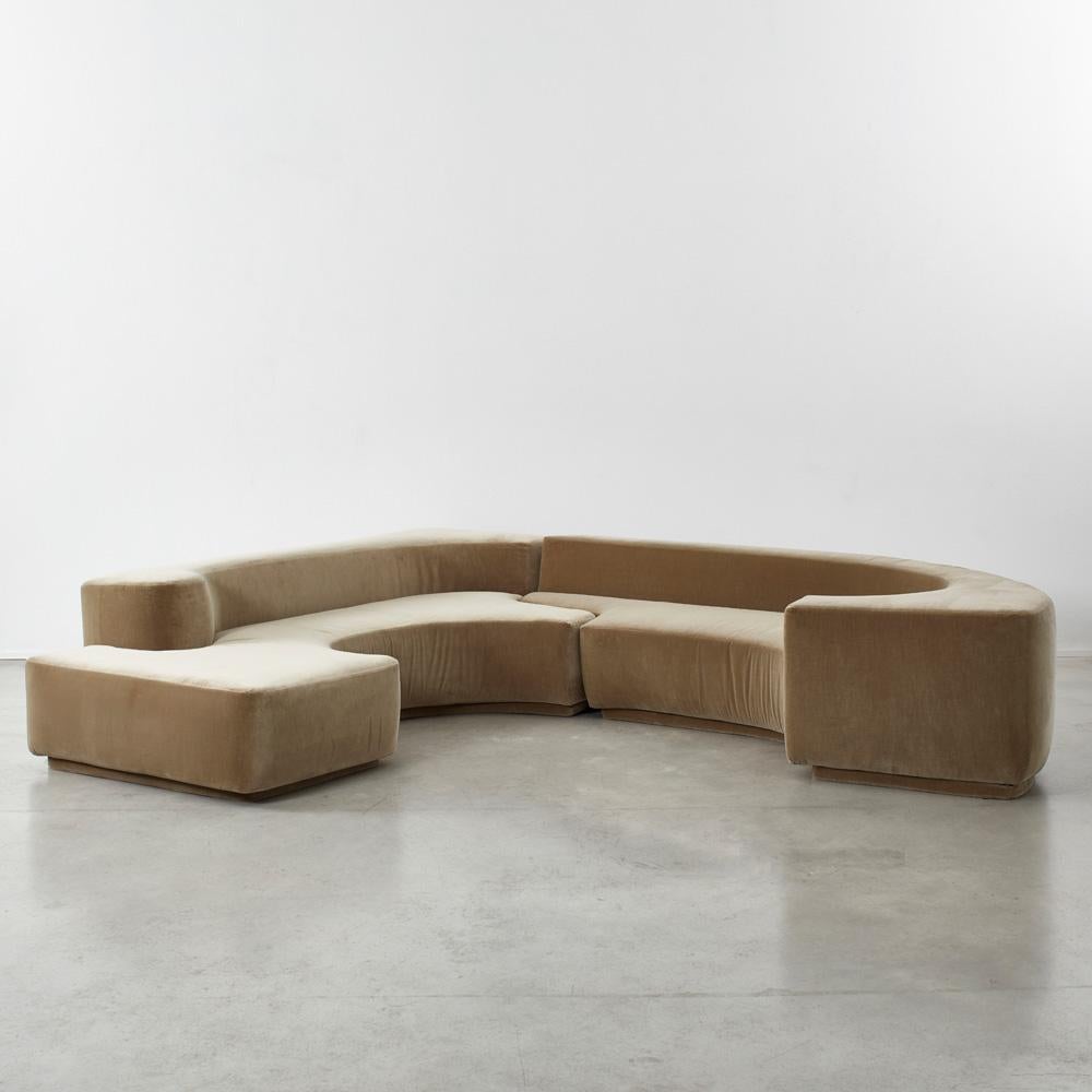 The Lara sofa, 1958 was designed by Roberto Pamio, Renato Toso and Noti Massari for Stillwood. Pamio and Toso were close collaborators. Joined by Massari for the sofa project they appear to develop ideas led by Pierre Paulin, creating completely new