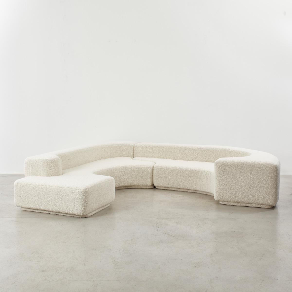 The Lara sofa, 1958 was designed by Roberto Pamio, Renato Toso and Noti Massari for Stilwood. Pamio and Toso were close collaborators. Joined by Massari for the sofa project they appear to develop ideas led by Pierre Paulin, creating completely new