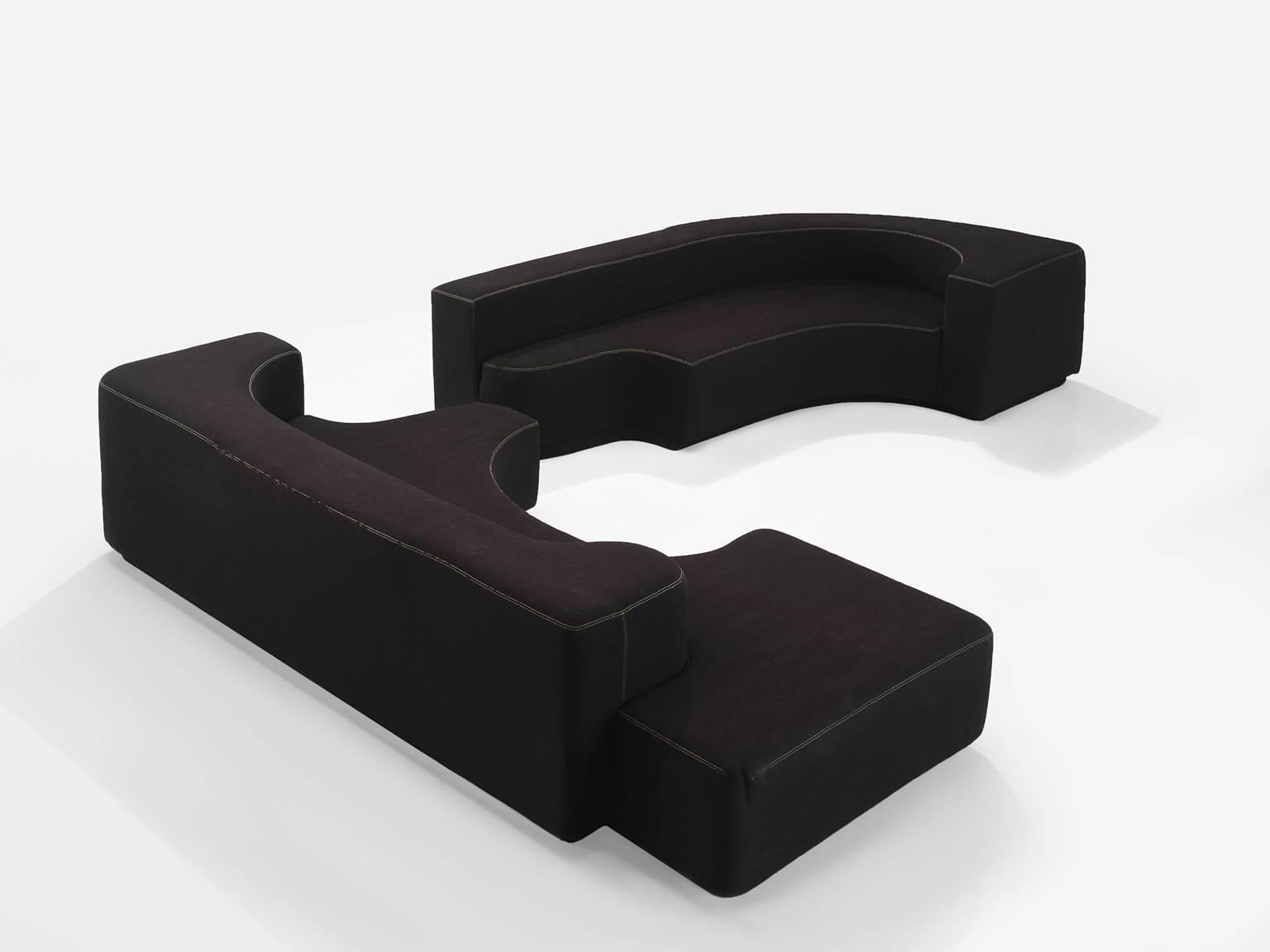 Pamio, Massari and Toso Black Modular 'Lara' Sofa In Good Condition In Waalwijk, NL