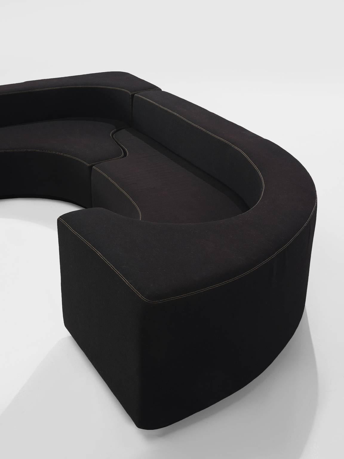 Fabric Pamio, Massari and Toso Black Modular 'Lara' Sofa