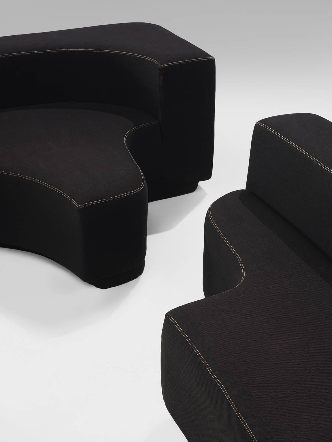 Pamio, Massari and Toso Black Modular 'Lara' Sofa 1