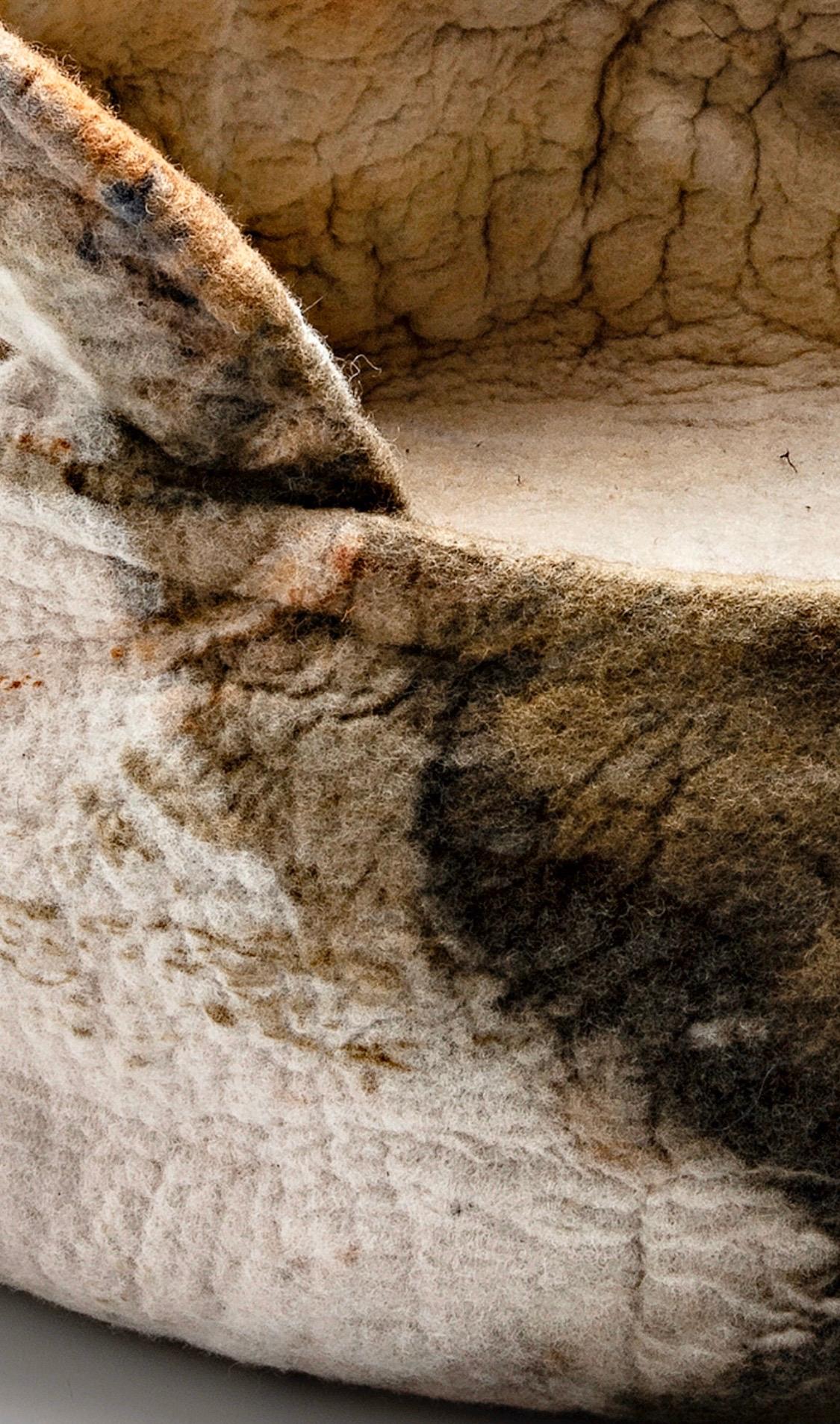 Rustic “Pampa”, 2020, Naturally Dyed Felted Wool Vase by Inês Schertel, Brazil