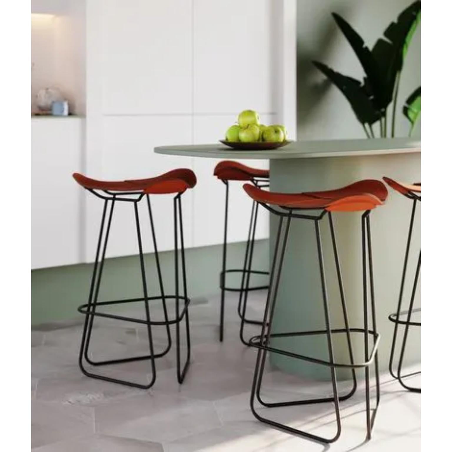 Pampa Leather Counter Stool by Cuero Design
Dimensions: D 47 x W 47 x H 65 cm.
Materials: Leather and metal.
Finish: Black leather and black frame.

Available in different leather and metal color options and finishes. Prices may vary. Available in