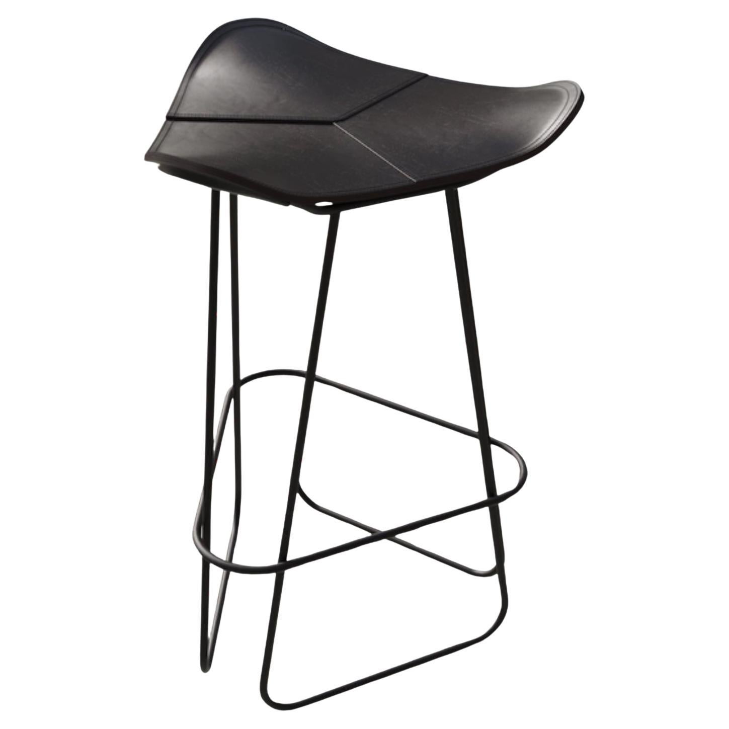 Pampa Leather Counter Stool by Cuero Design For Sale