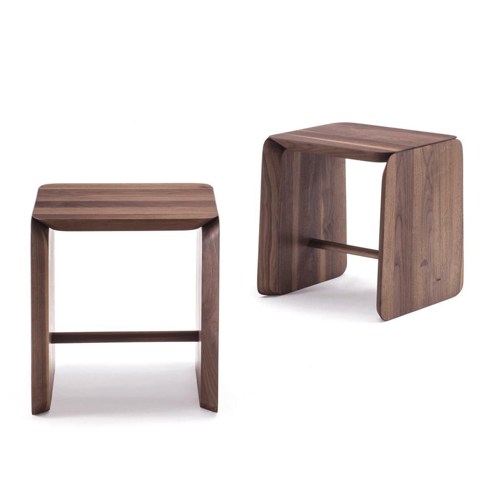 Hand-Crafted Pampa Stool in Solid Walnut Wood For Sale