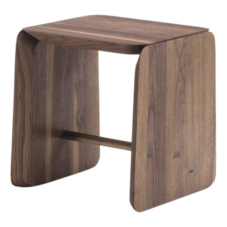 Pampa Stool in Solid Walnut Wood For Sale