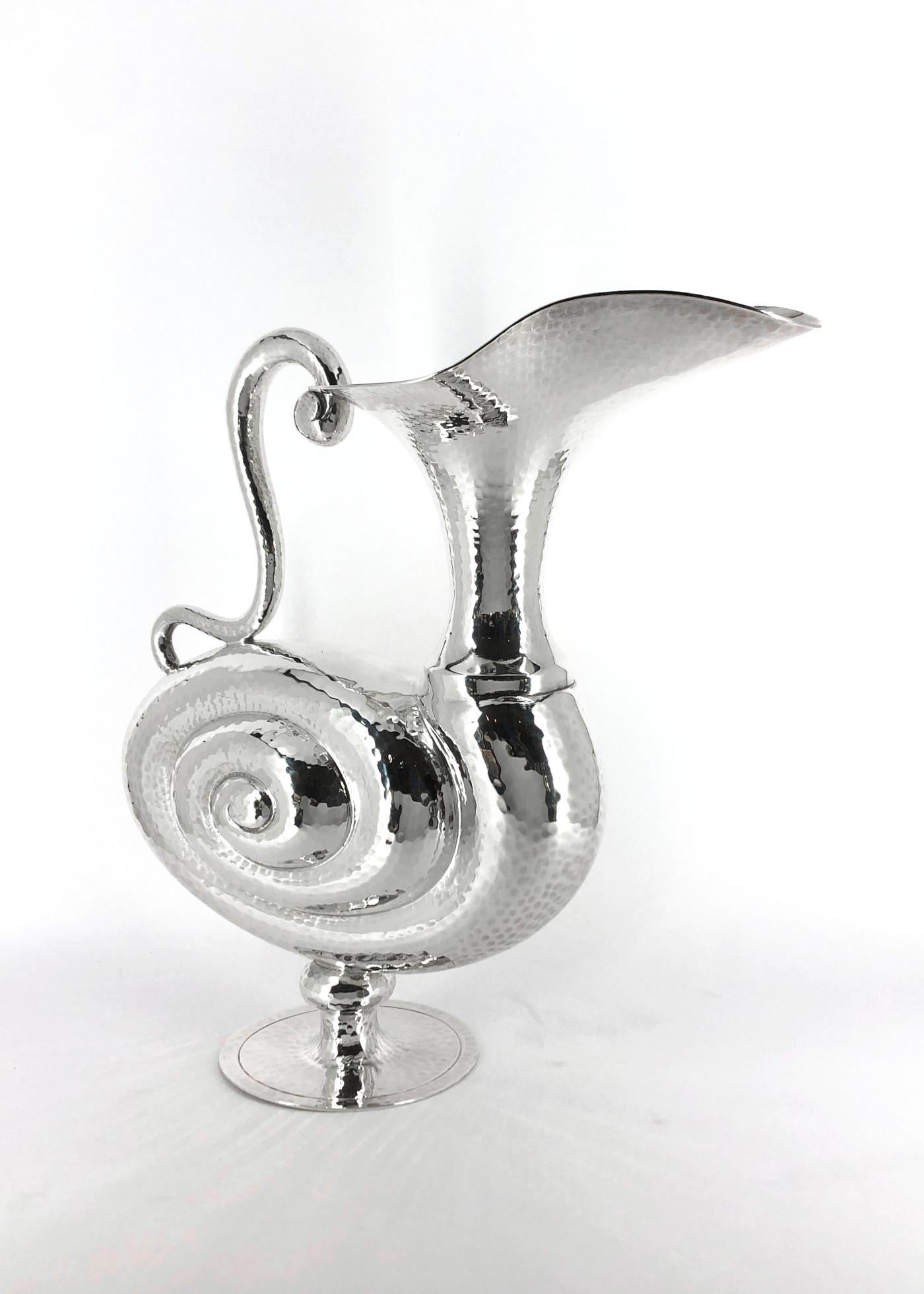 Baroque Pampaloni bichierography silver jug For Sale