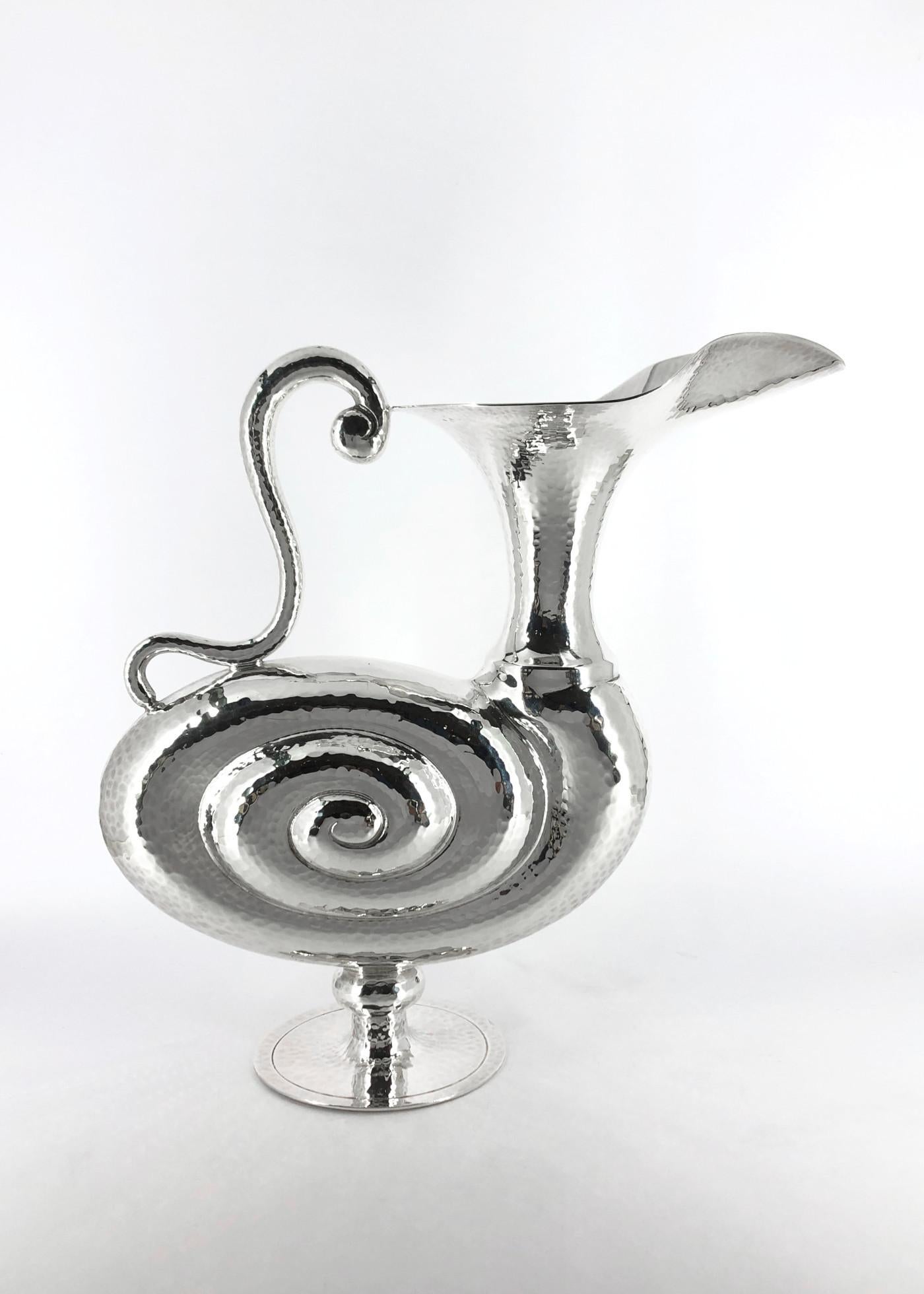 Pampaloni bichierography silver jug In New Condition For Sale In Perugia, IT