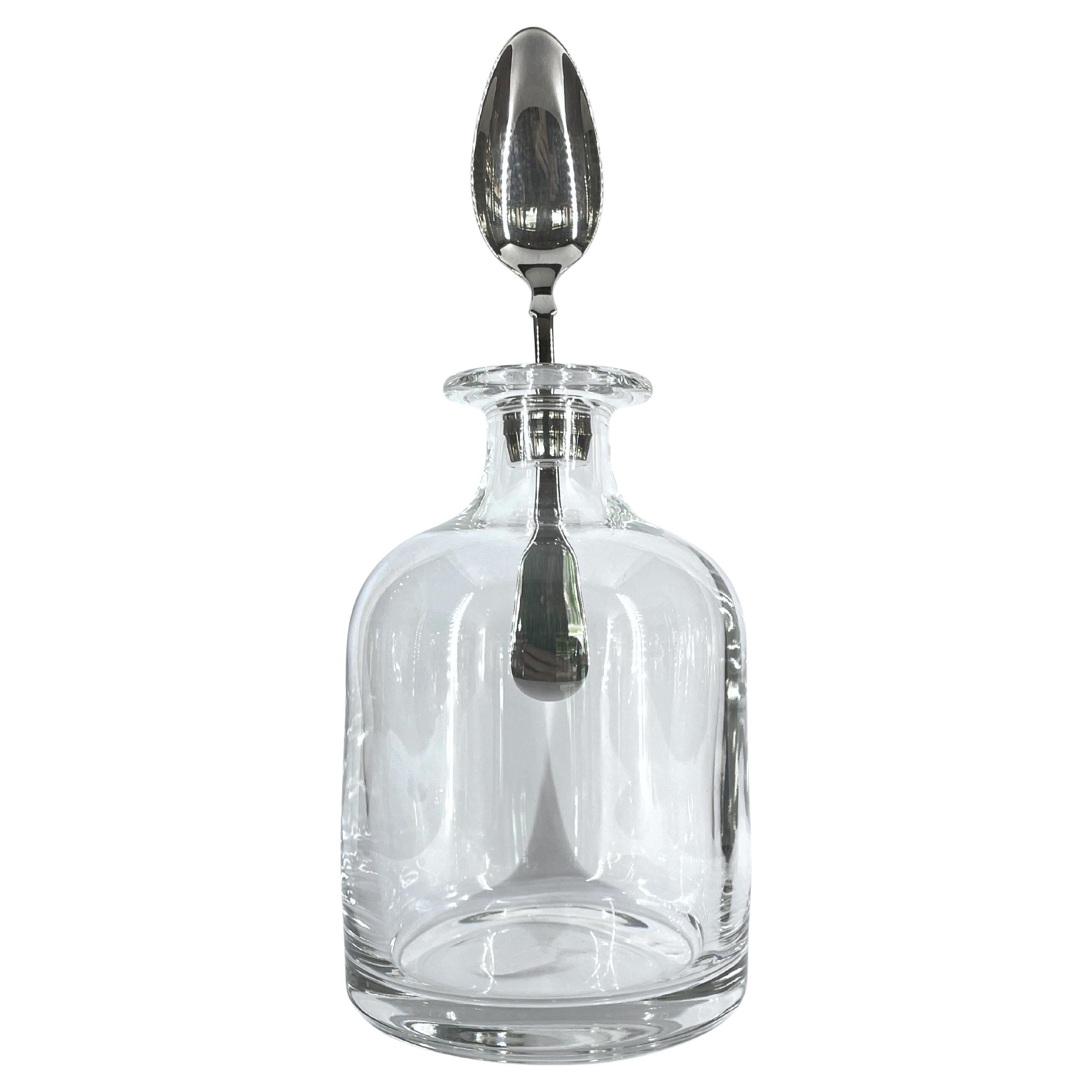 Pampaloni crystal bottle with sterling silver spoon stopper