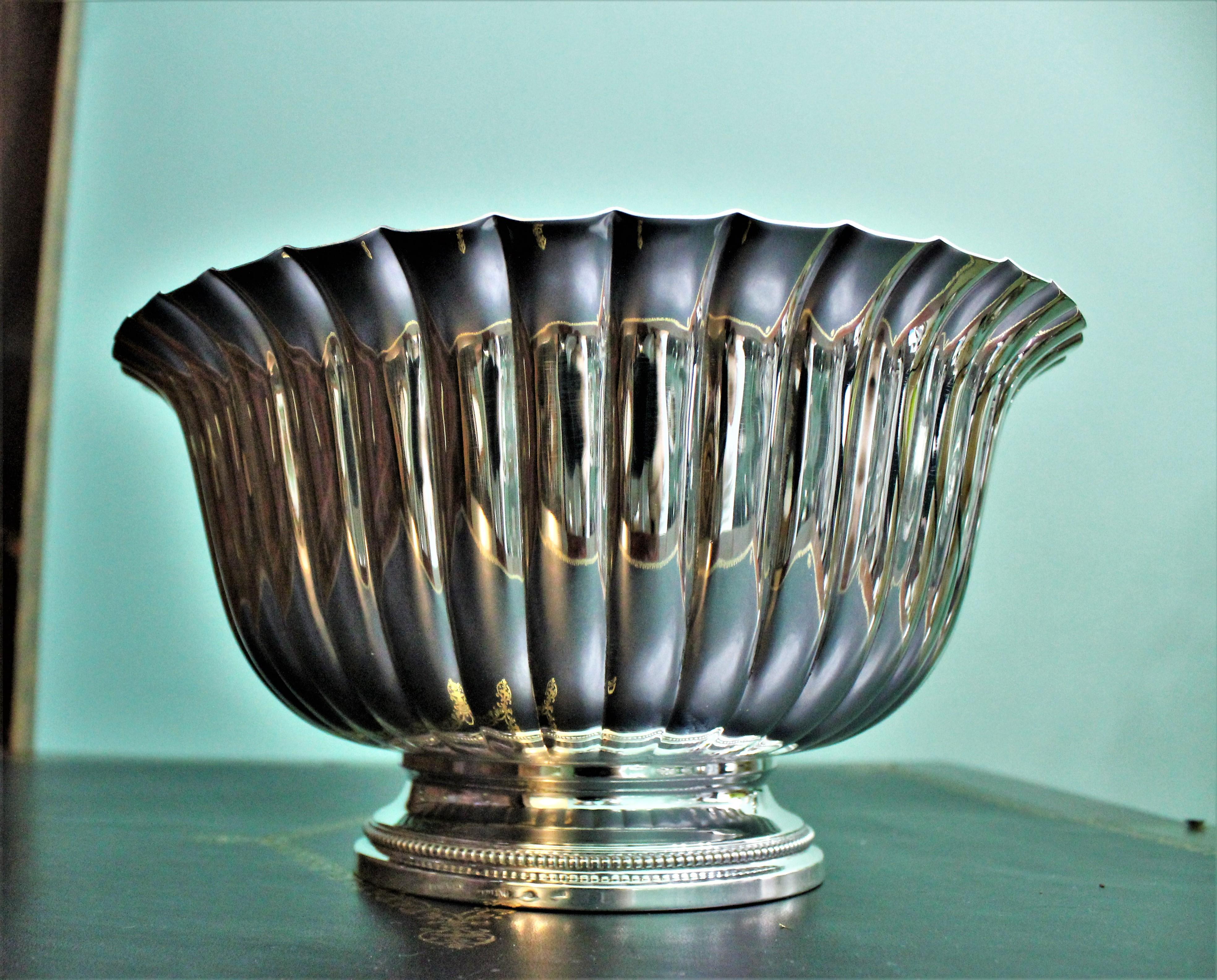 Hand-Crafted Pampaloni Firenze 20th Century Sterling Silver Handcrafted Bowl, 1980s For Sale