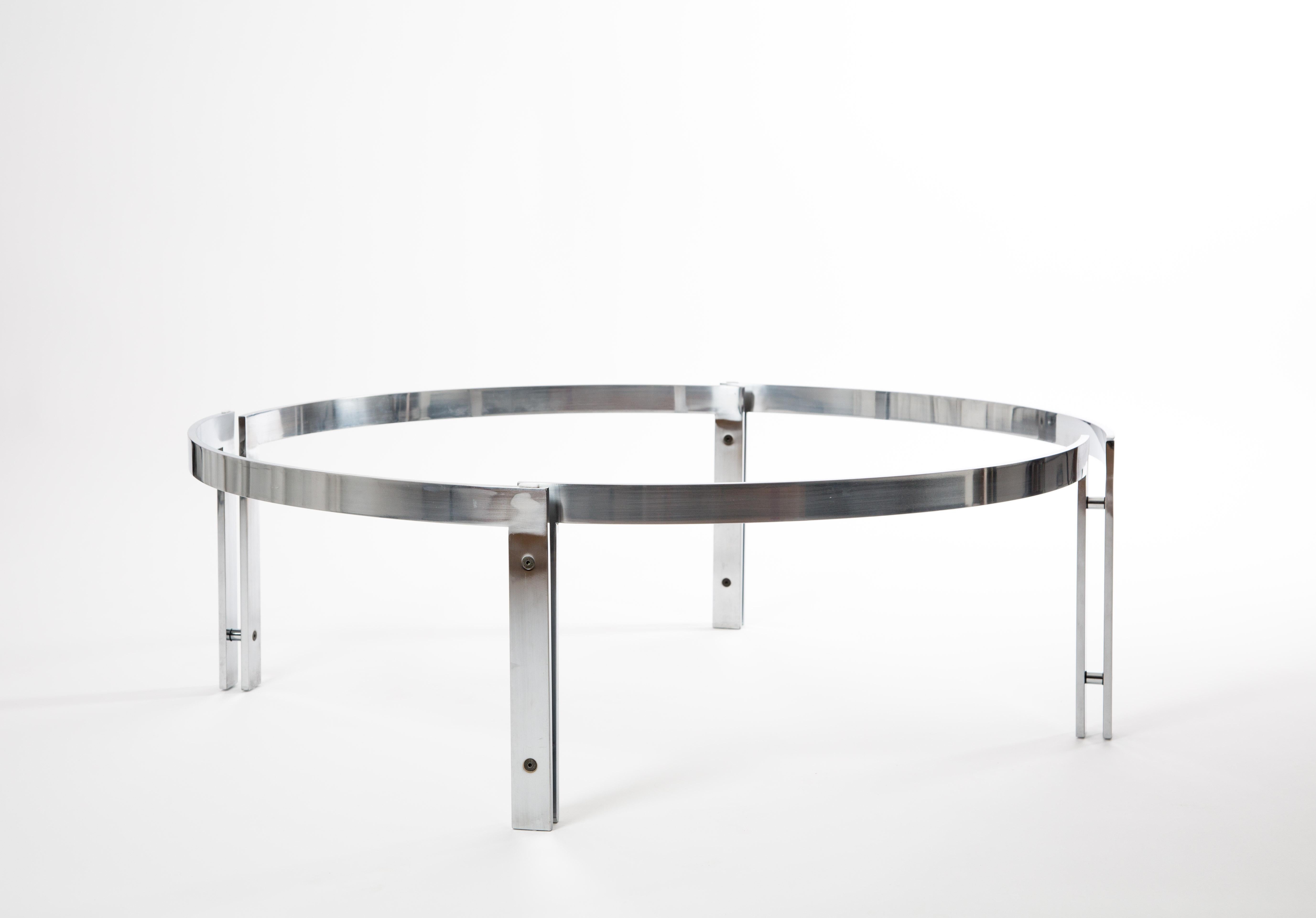 Metaform Round Glass Table with Steel Frame in the Style of Kjaerholm 5