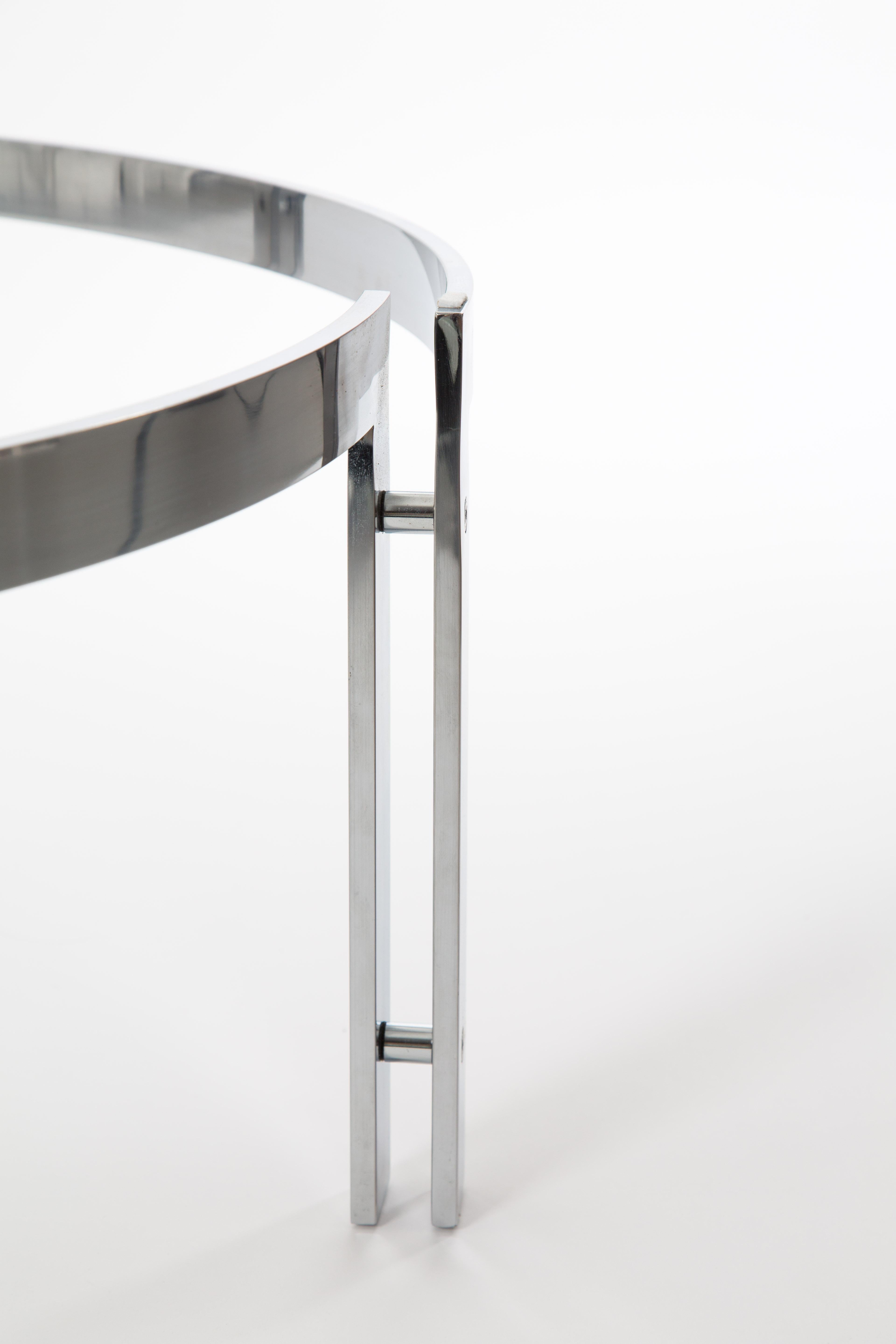 Metaform Round Glass Table with Steel Frame in the Style of Kjaerholm 7