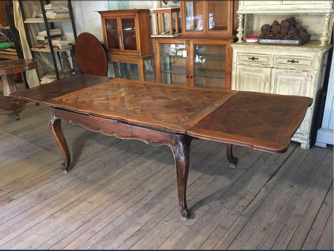 Victorian French Extendible Wood Table with Versailles Top from 1890s