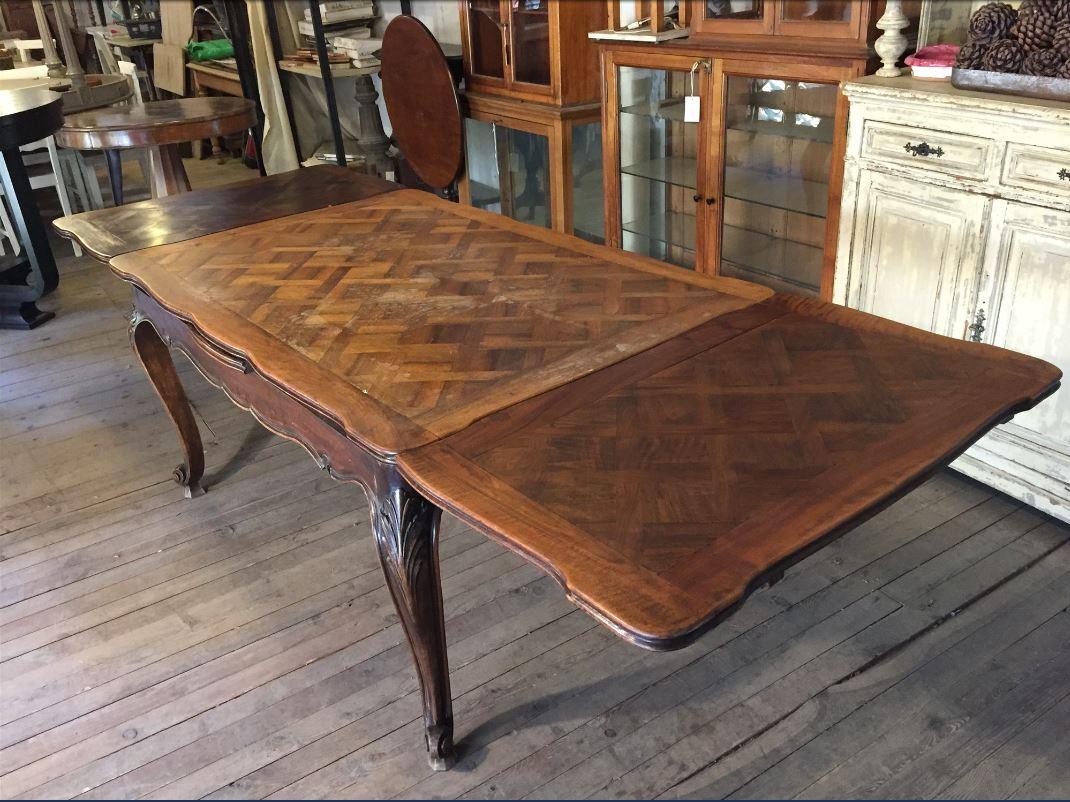 Lacquered French Extendible Wood Table with Versailles Top from 1890s