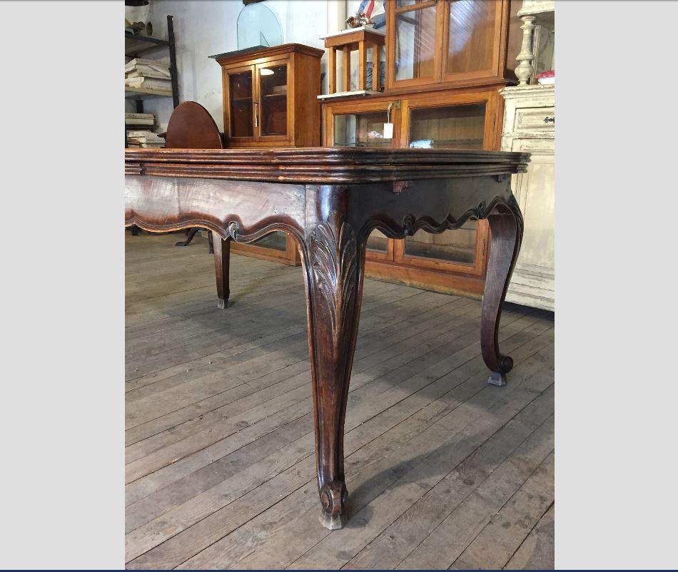 French Extendible Wood Table with Versailles Top from 1890s In Good Condition In Florence, IT