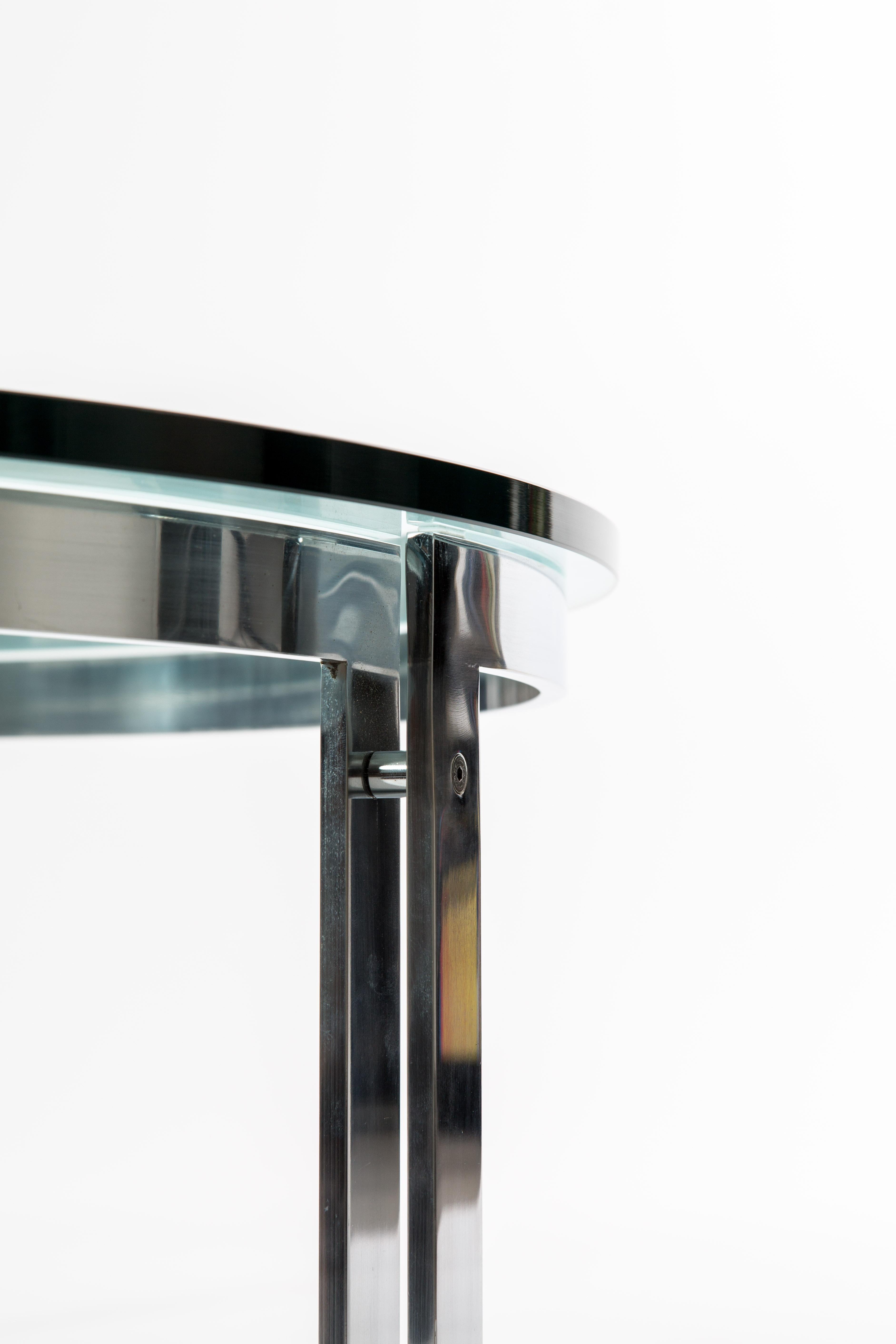 Late 20th Century Metaform Round Glass Table with Steel Frame in the Style of Kjaerholm