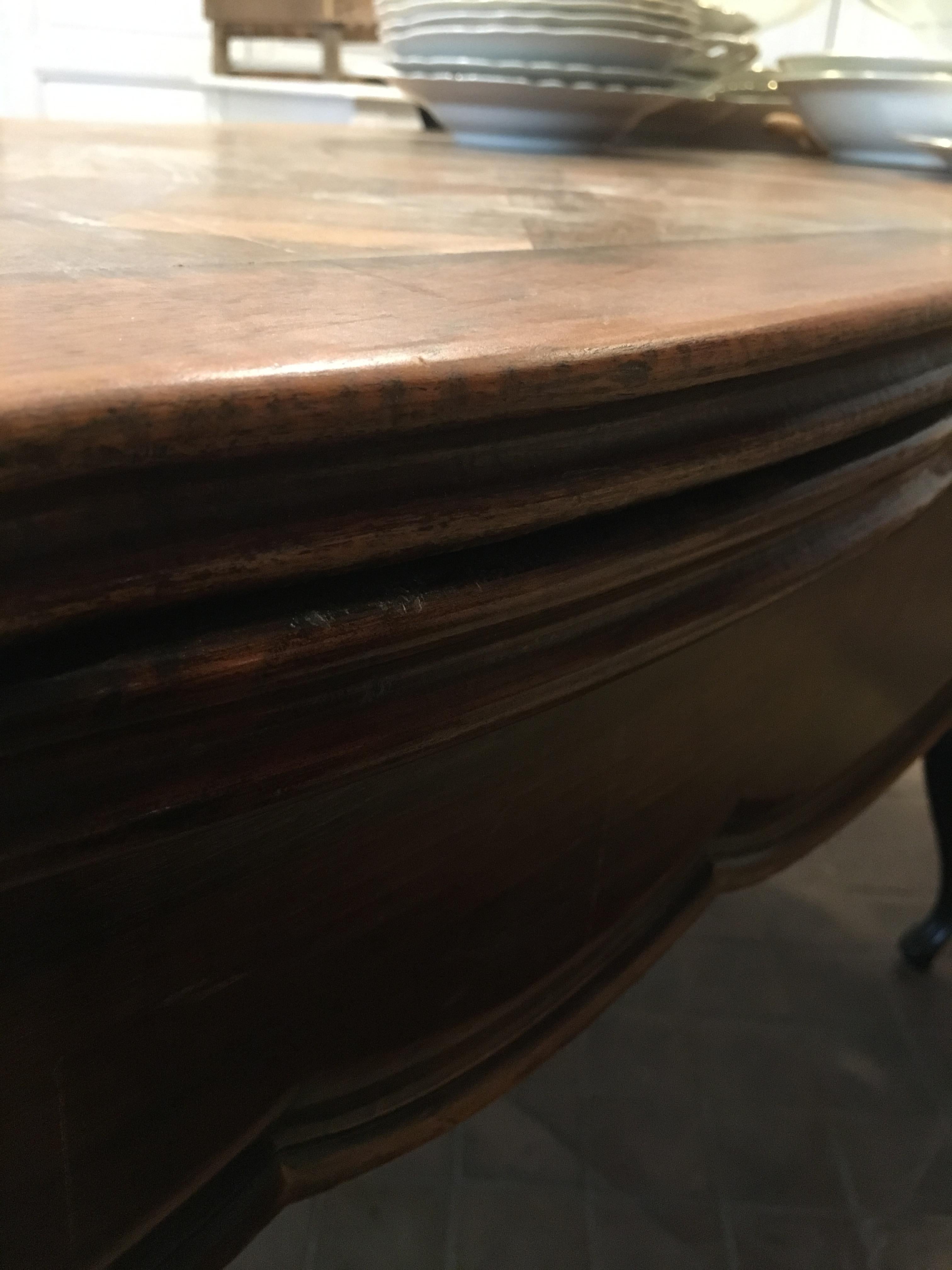 French Extendible Wood Table with Versailles Top from 1890s 2