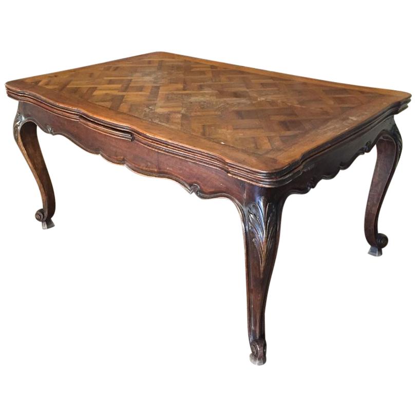 French Extendible Wood Table with Versailles Top from 1890s