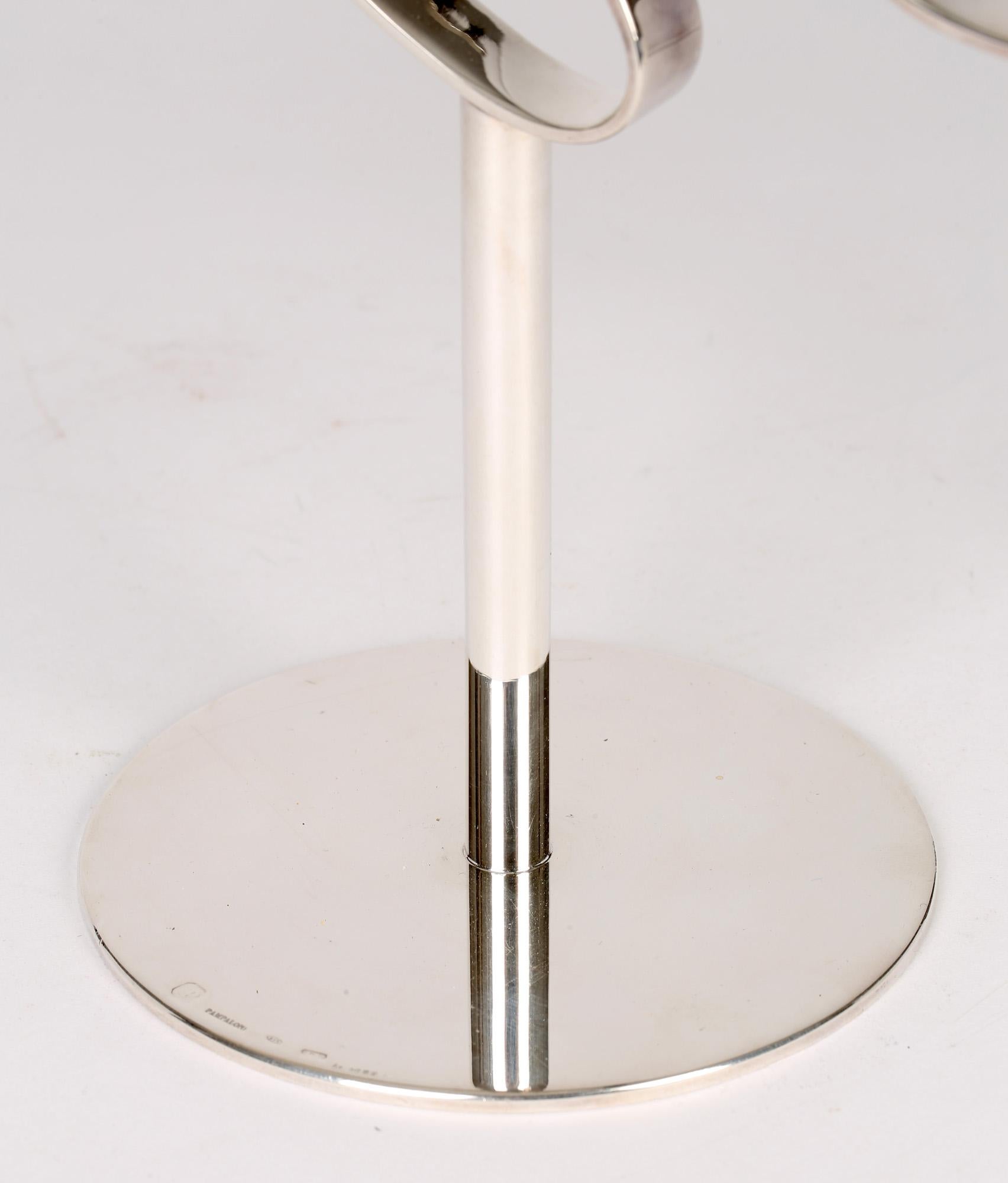Pampaloni of Florence Italian Modernist Silver Candlestick For Sale 6