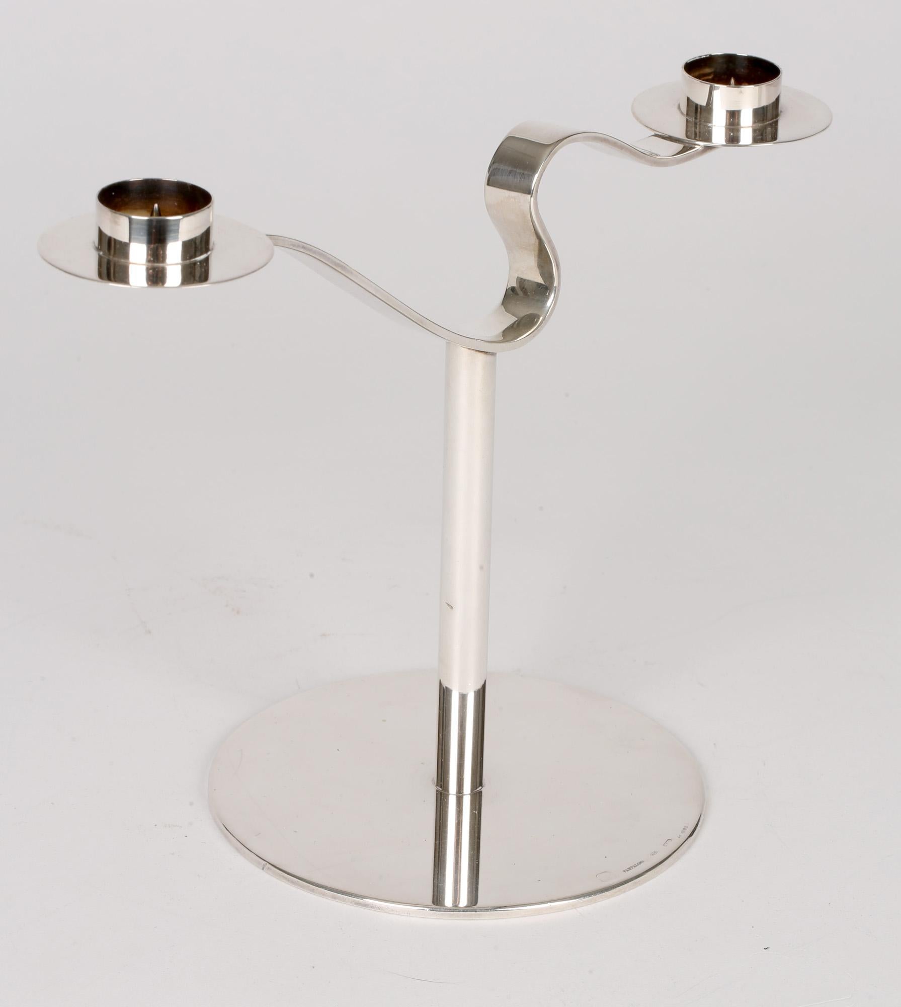 Pampaloni of Florence Italian Modernist Silver Candlestick For Sale 8