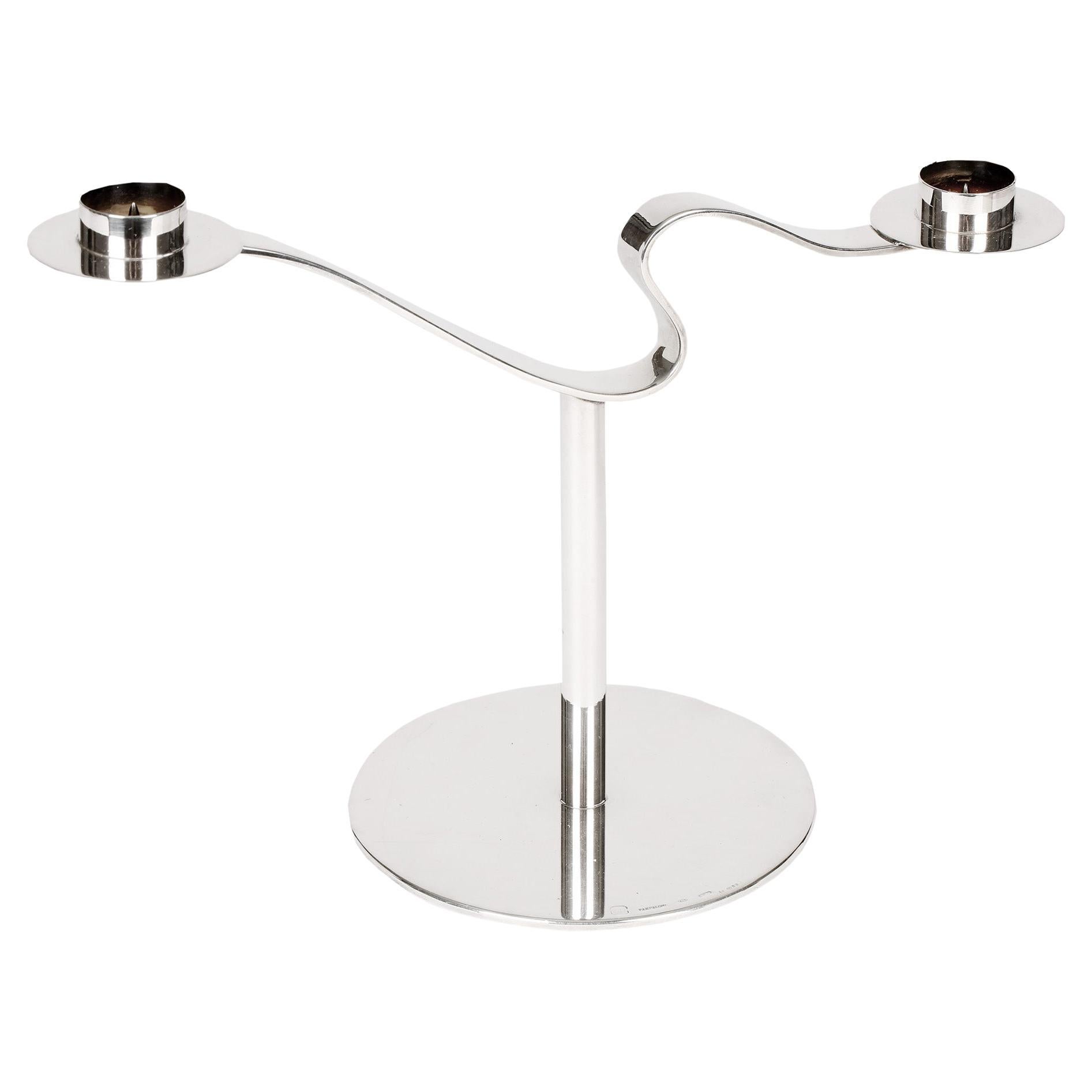 Candelero modernista italiano de plata Pampaloni de Florencia
